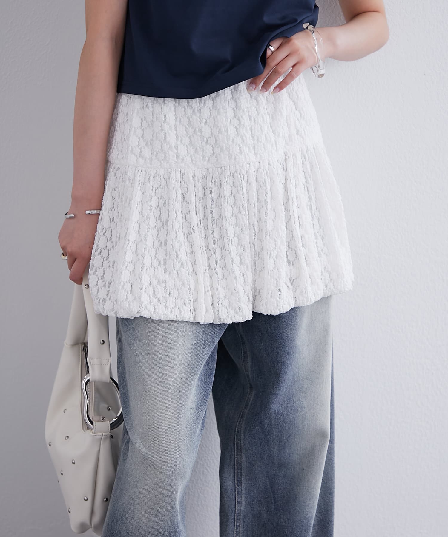 OUTLET(アウトレット) 【mystic】レースバルーンミニスカート