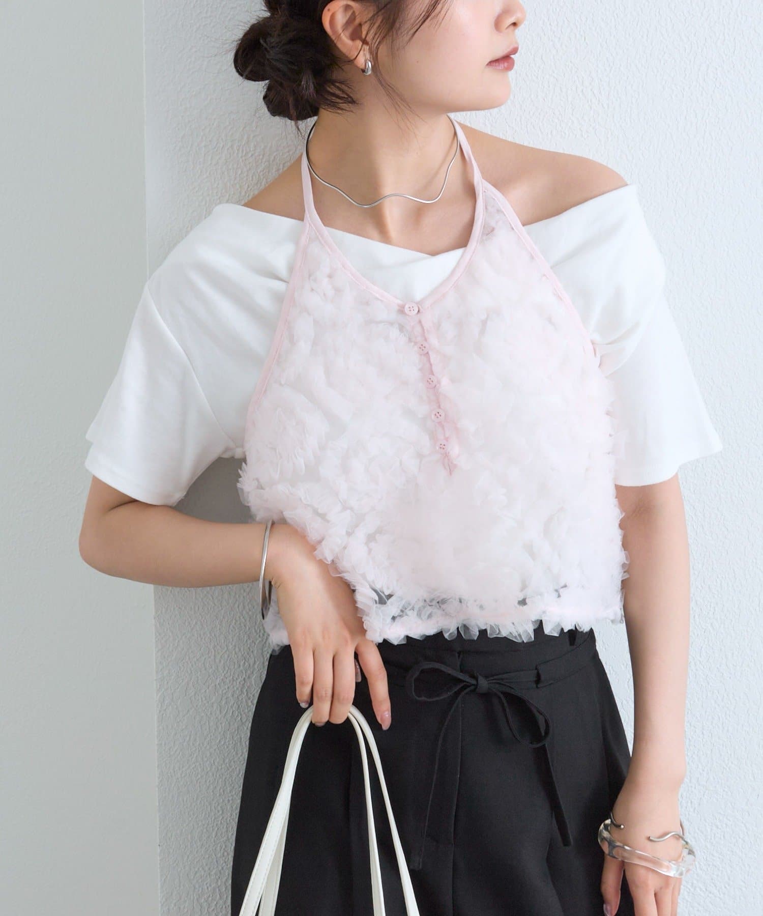 OUTLET(アウトレット) 【mystic】チュールフラワービスチェ