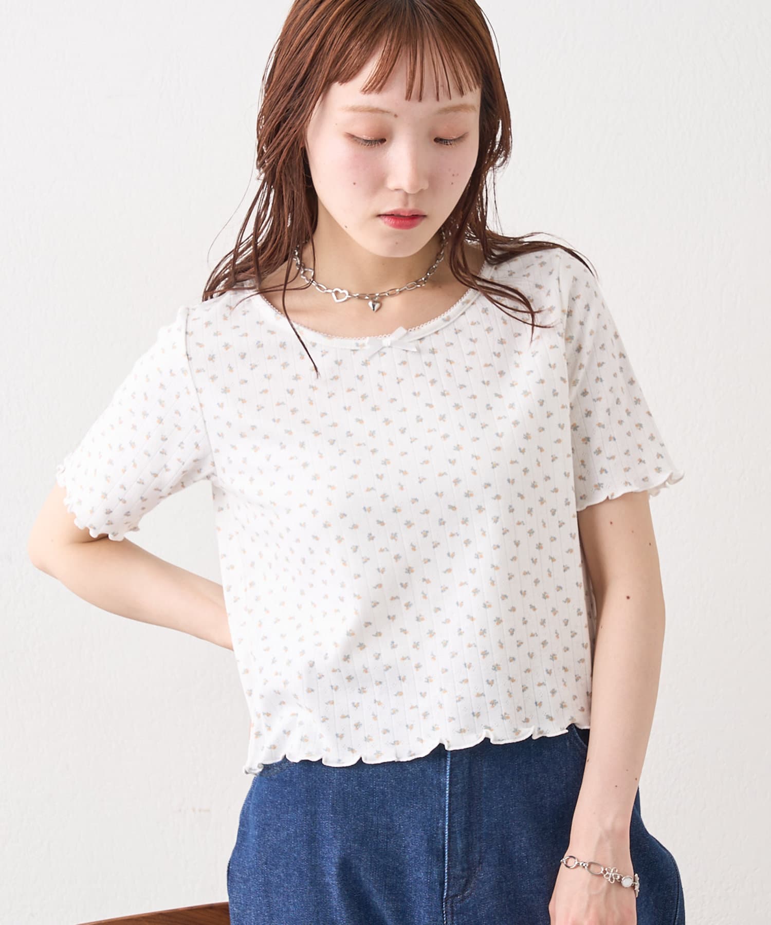 OUTLET(アウトレット) 【w closet】パターンメッシュT
