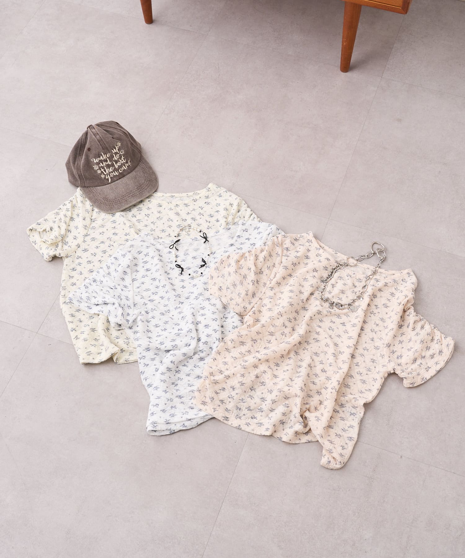 OUTLET(アウトレット) 【w closet】半袖フラワーレースジャガードT