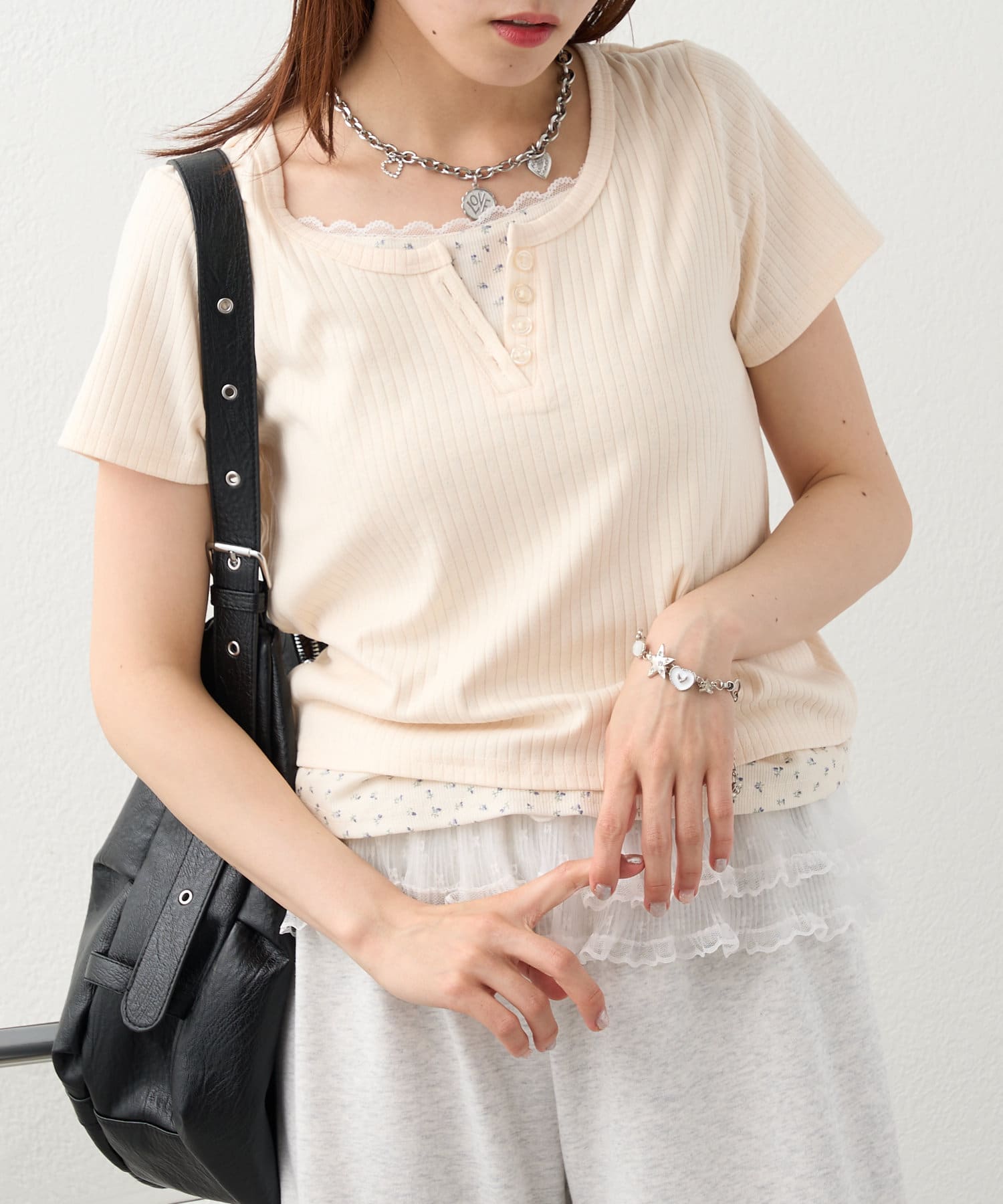 OUTLET(アウトレット) 【w closet】小花レイヤードT