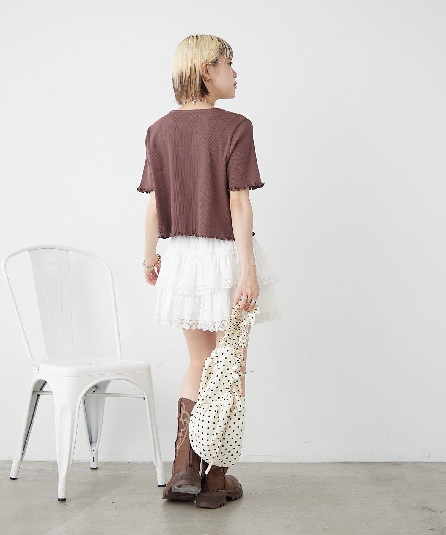 OUTLET(アウトレット) 【w closet】半袖W ZIPリブカーデ