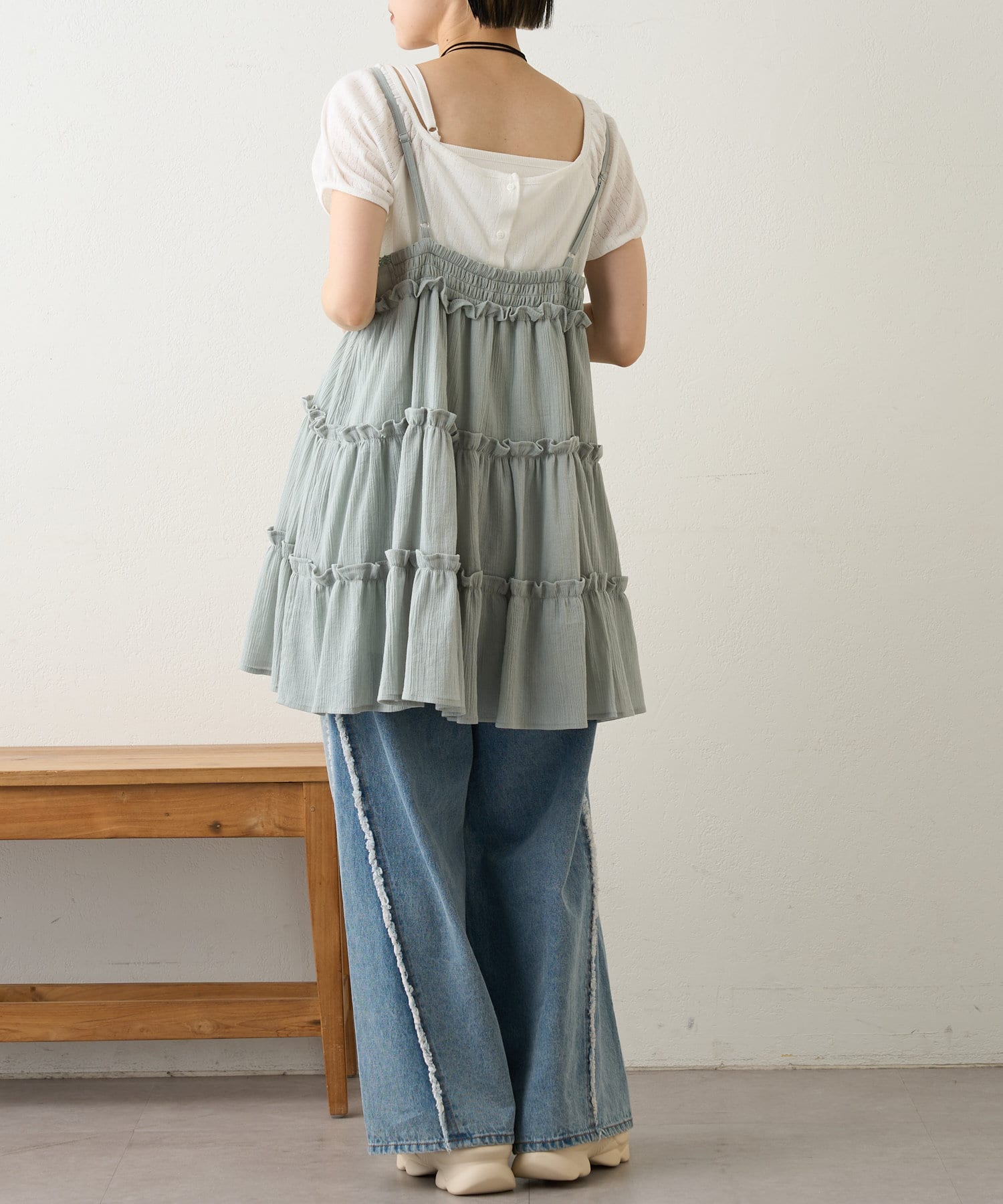 OUTLET(アウトレット) 【w closet】ティアードミニキャミワンピース