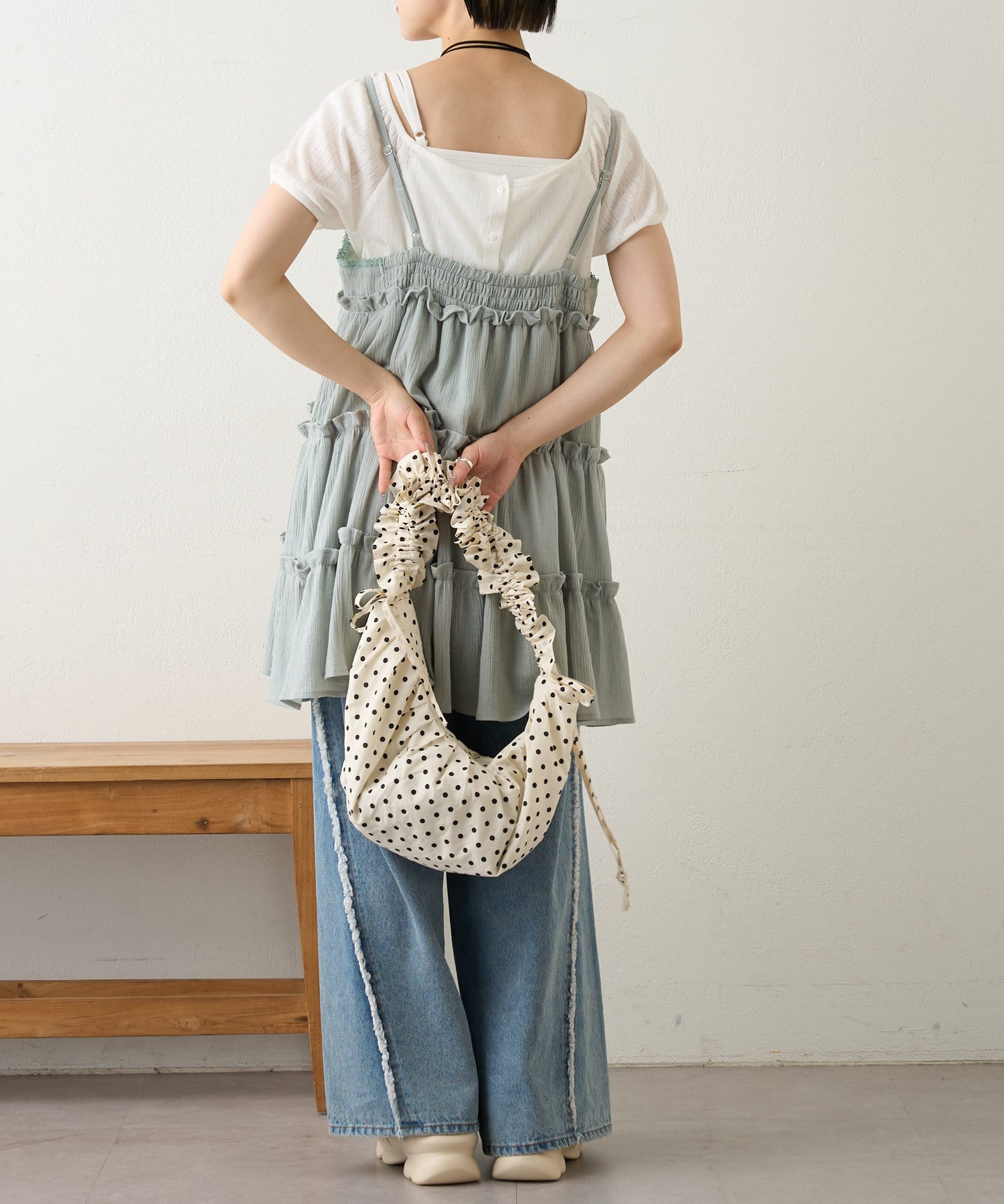 OUTLET(アウトレット) 【w closet】ティアードミニキャミワンピース