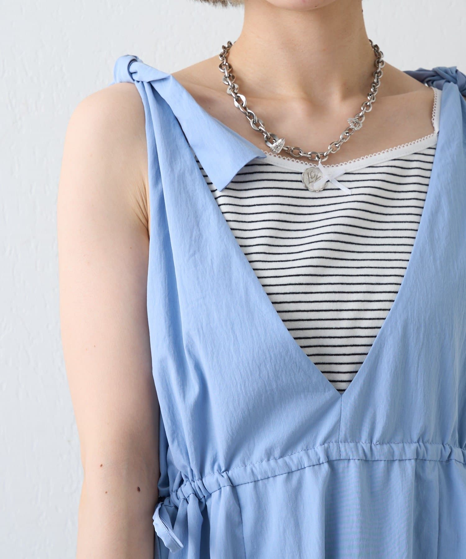 OUTLET(アウトレット) 【w closet】肩リボンバルーンワンピース