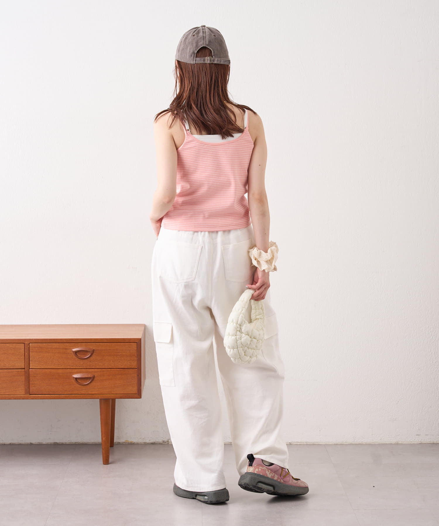 OUTLET(アウトレット) 【w closet】ボーダーレースキャミ