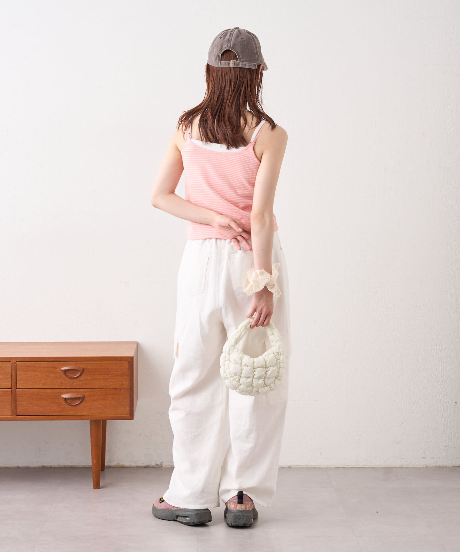 OUTLET(アウトレット) 【w closet】ボーダーレースキャミ