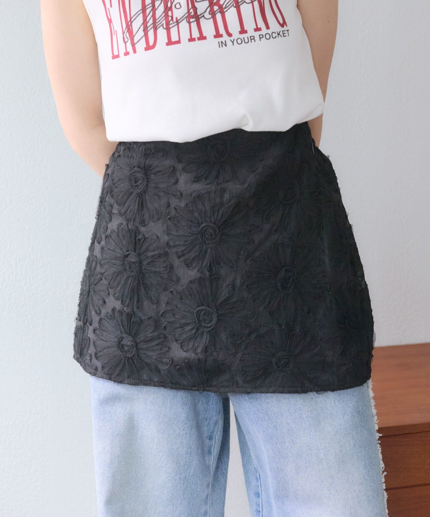 OUTLET(アウトレット) 【w closet】フラワーレースミニスカート