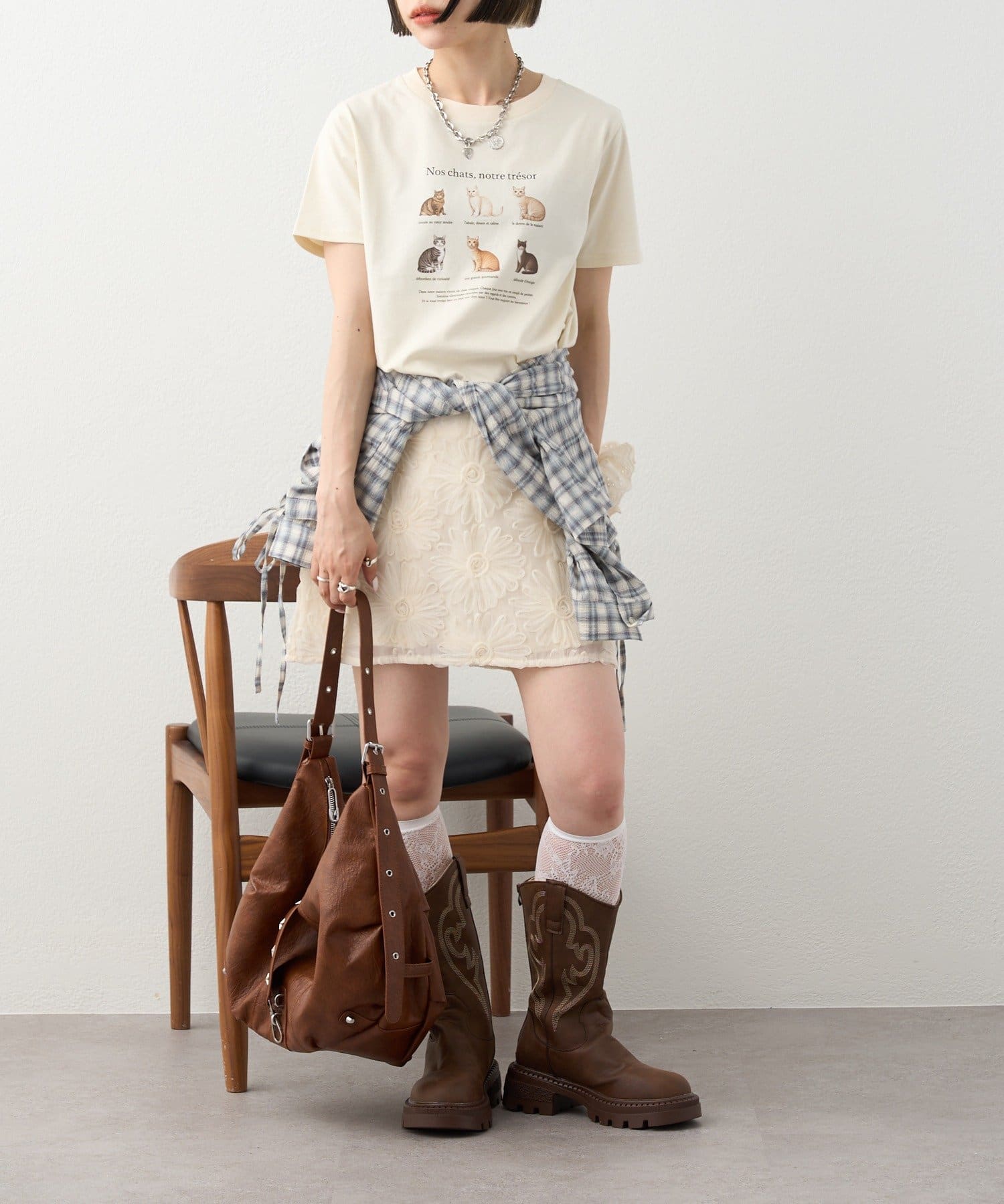 OUTLET(アウトレット) 【w closet】フラワーレースミニスカート