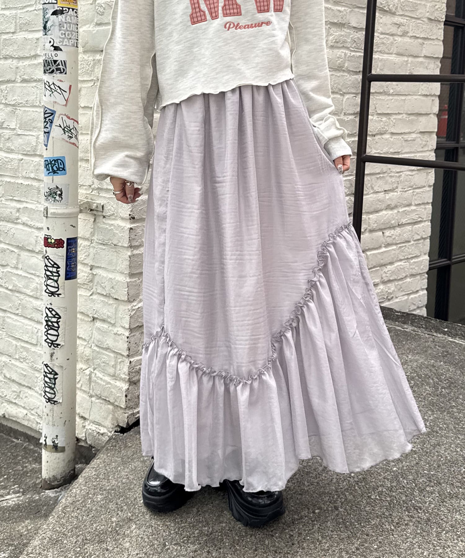 OUTLET(アウトレット) 【w closet】シアーティアードスカート