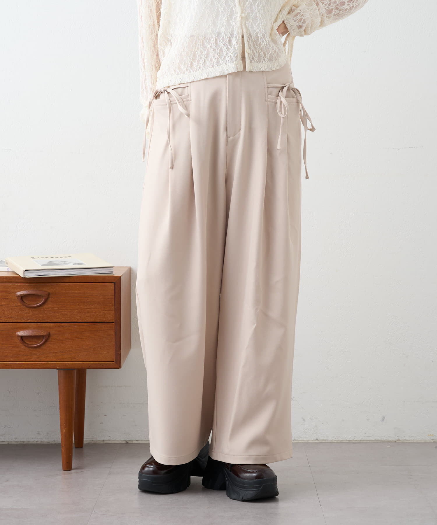 OUTLET(アウトレット) 【w closet】リボンタックパンツ