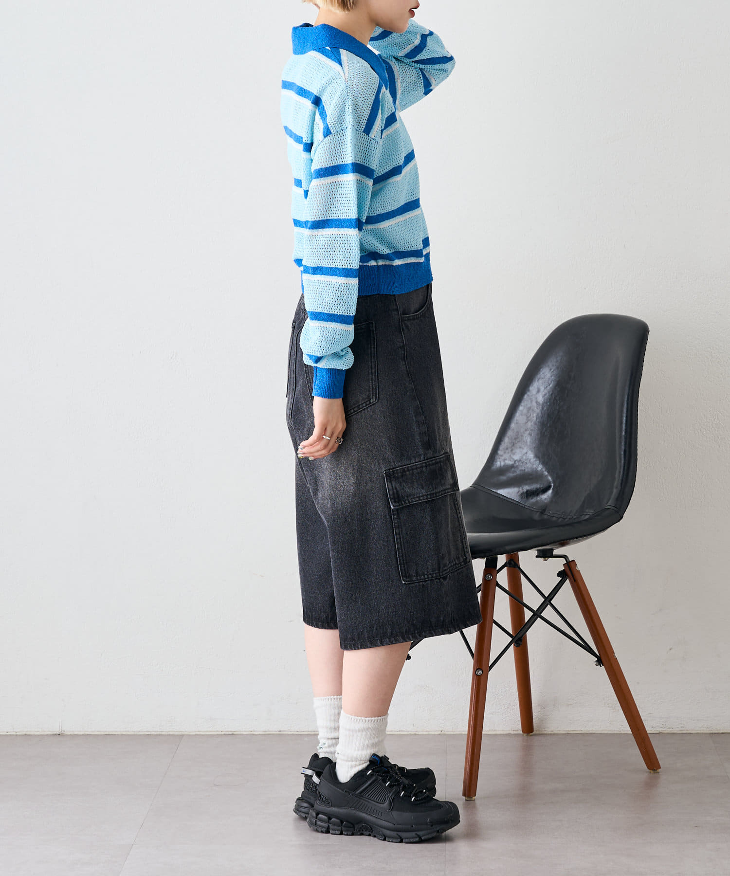 OUTLET(アウトレット) 【w closet】ボーダーポロニット