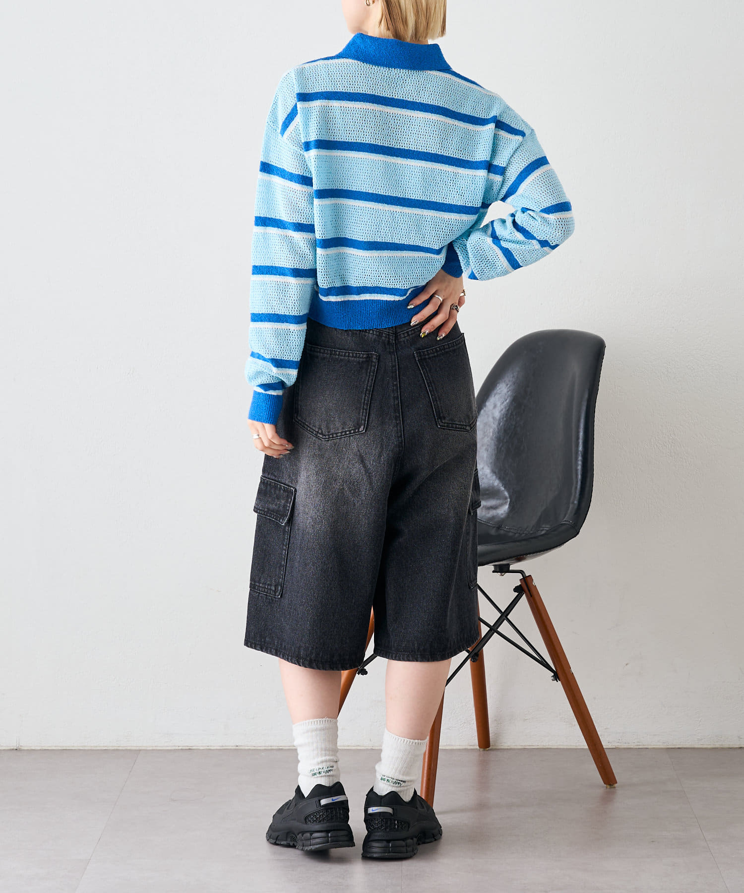 OUTLET(アウトレット) 【w closet】ボーダーポロニット