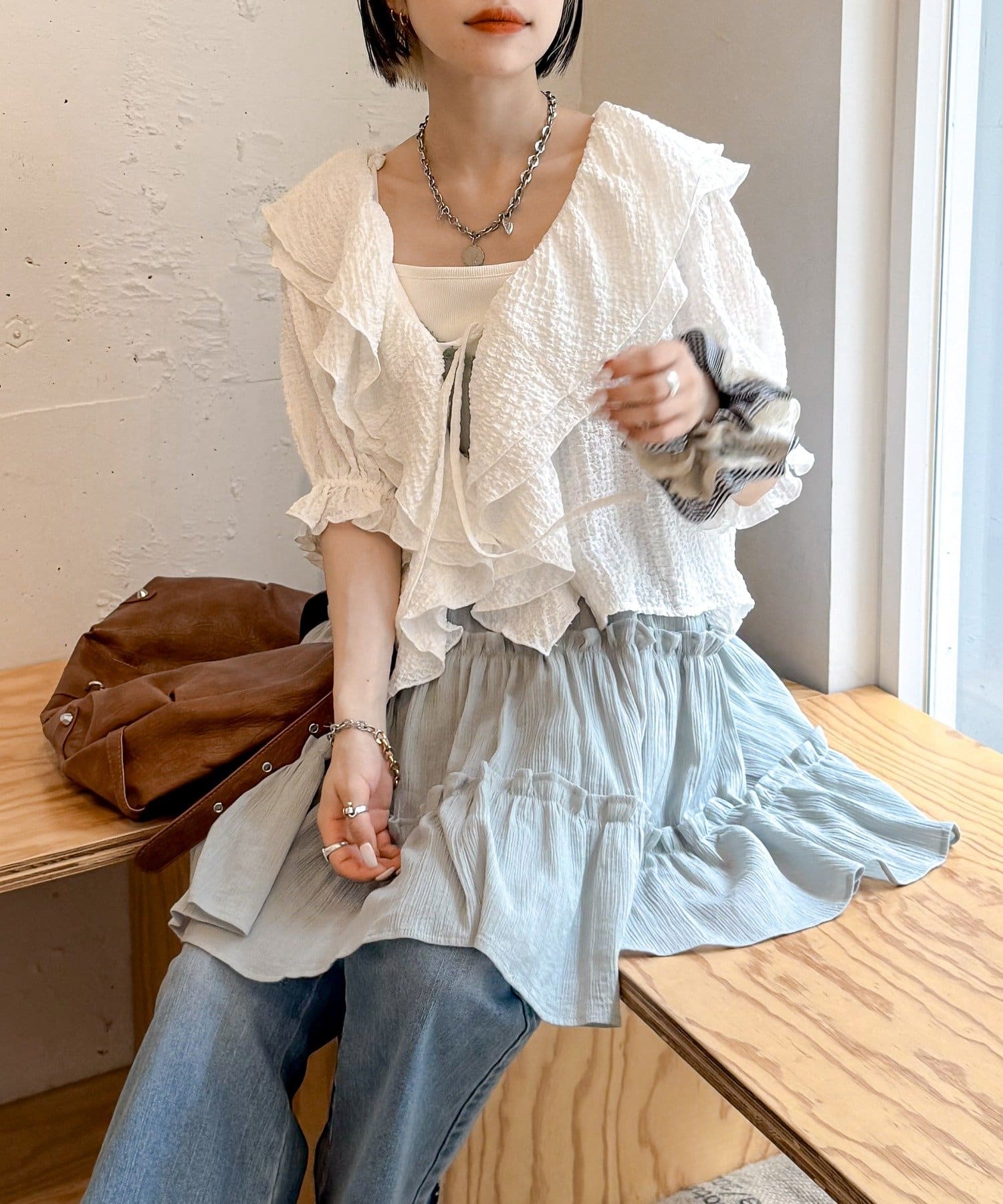 OUTLET(アウトレット) 【w closet】ラッフルブラウス