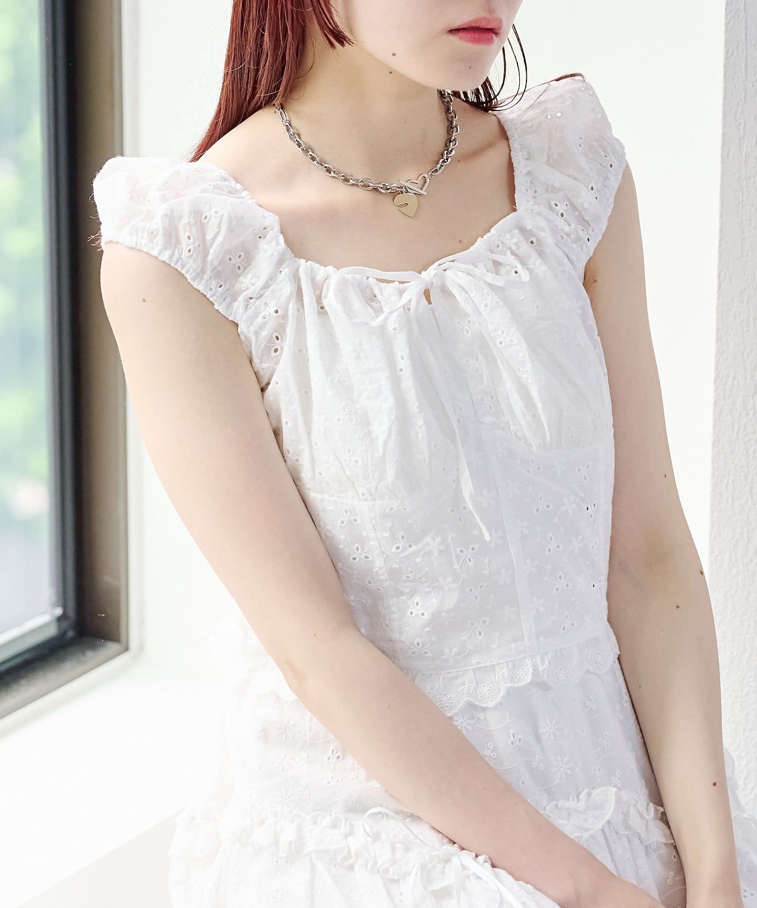 OUTLET(アウトレット) 【w closet】シフリーレースパフブラウス