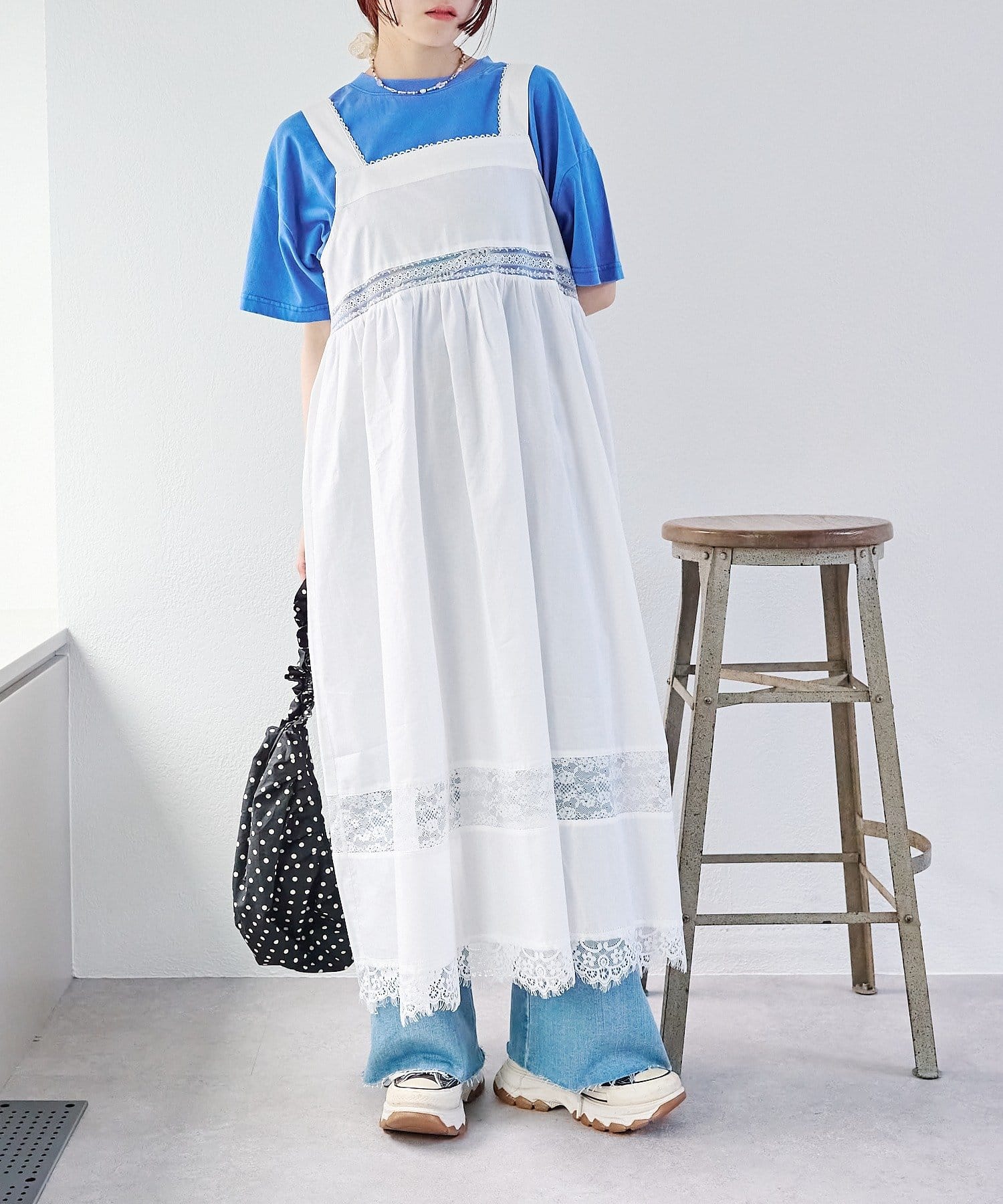 OUTLET(アウトレット) 【w closet】vintageレースロングワンピース