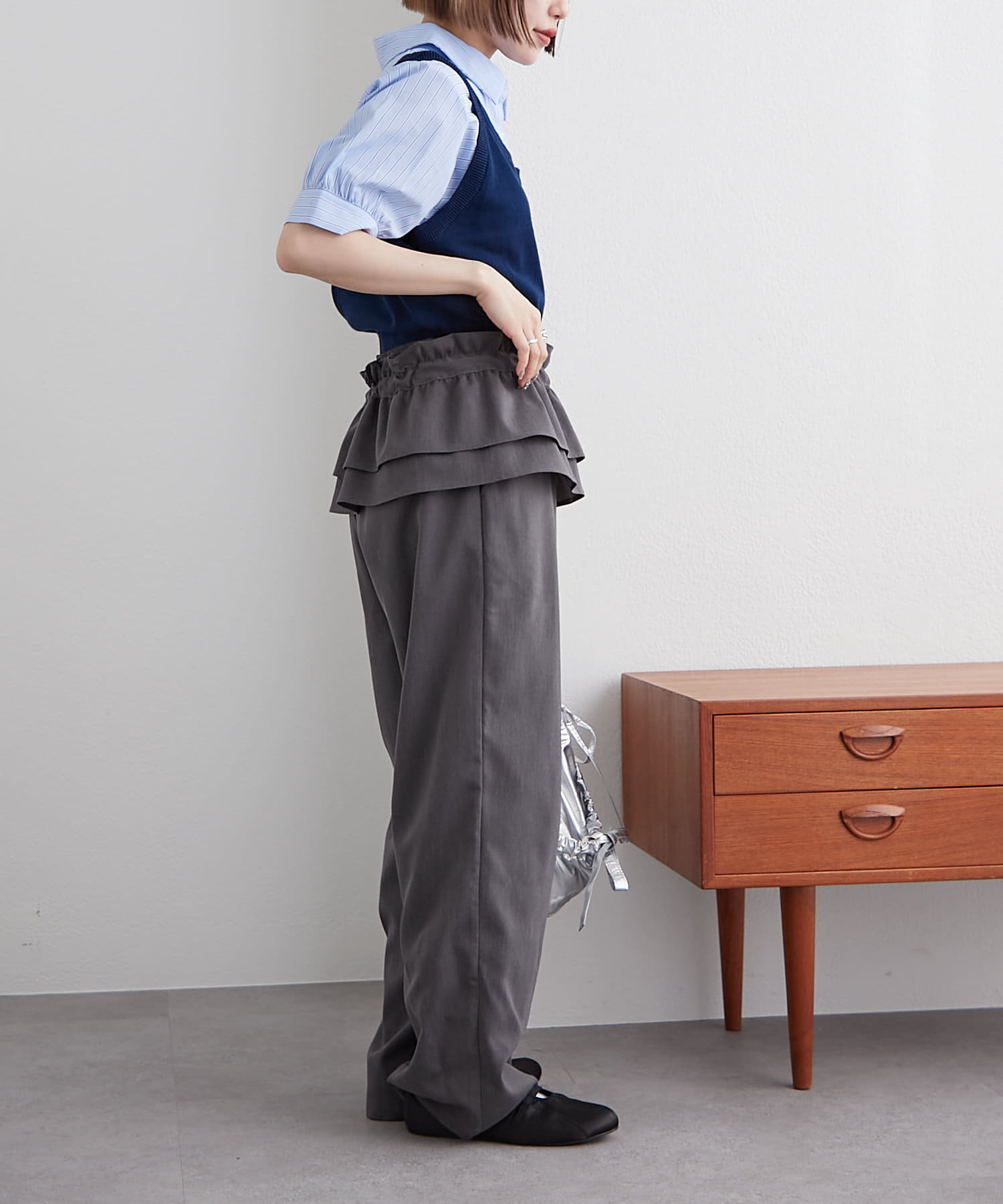 OUTLET(アウトレット) 【w closet】半袖ドッキングベストシャツ