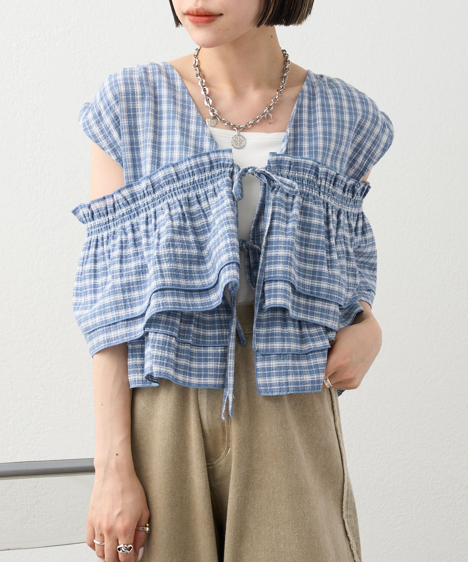 OUTLET(アウトレット) 【w closet】マルチWAYフリルブラウス