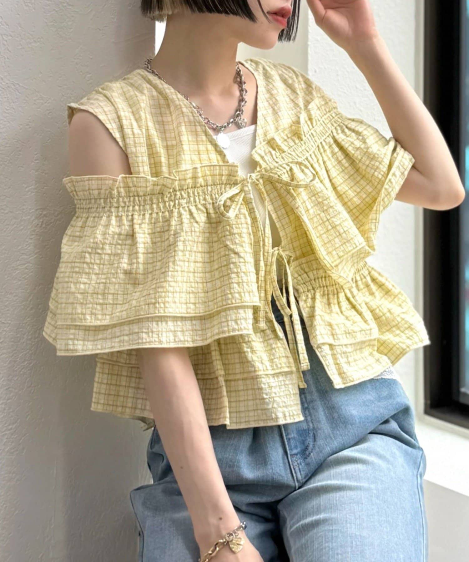 OUTLET(アウトレット) 【w closet】マルチWAYフリルブラウス