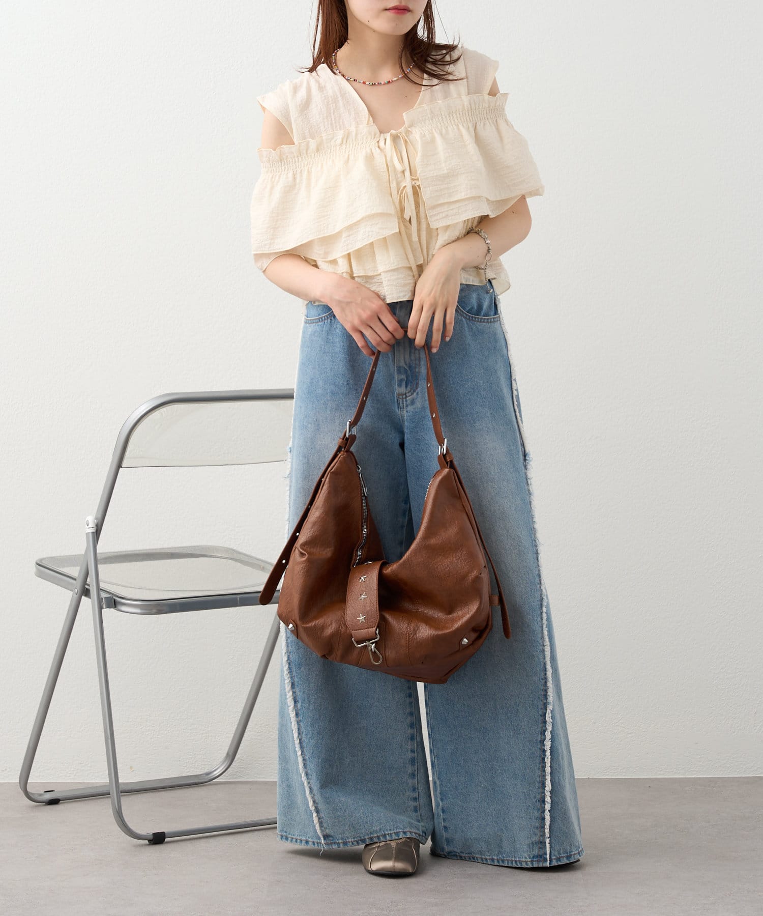 OUTLET(アウトレット) 【w closet】マルチWAYフリルブラウス