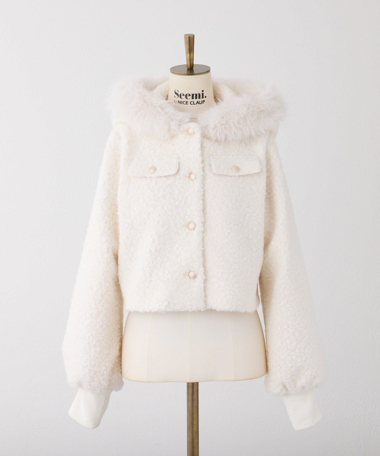 Seemi.by NICE CLAUP(シーミーバイナイスクラップ) 【Seemi.】フェイクファーフードパーカー