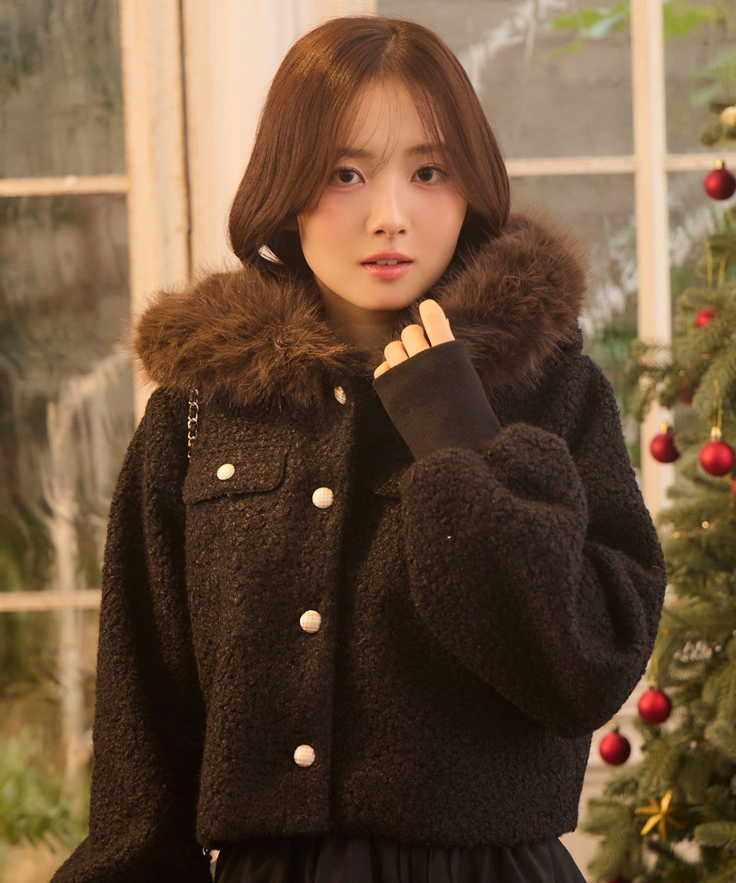 Seemi.by NICE CLAUP(シーミーバイナイスクラップ) 【Seemi.】フェイクファーフードパーカー