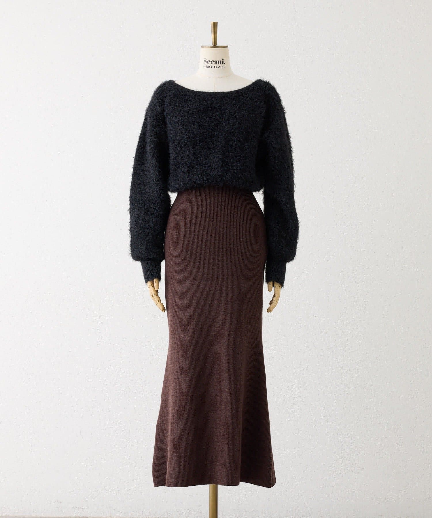 Seemi.by NICE CLAUP(シーミーバイナイスクラップ) 【Seemi.】ドッキングニットワンピース