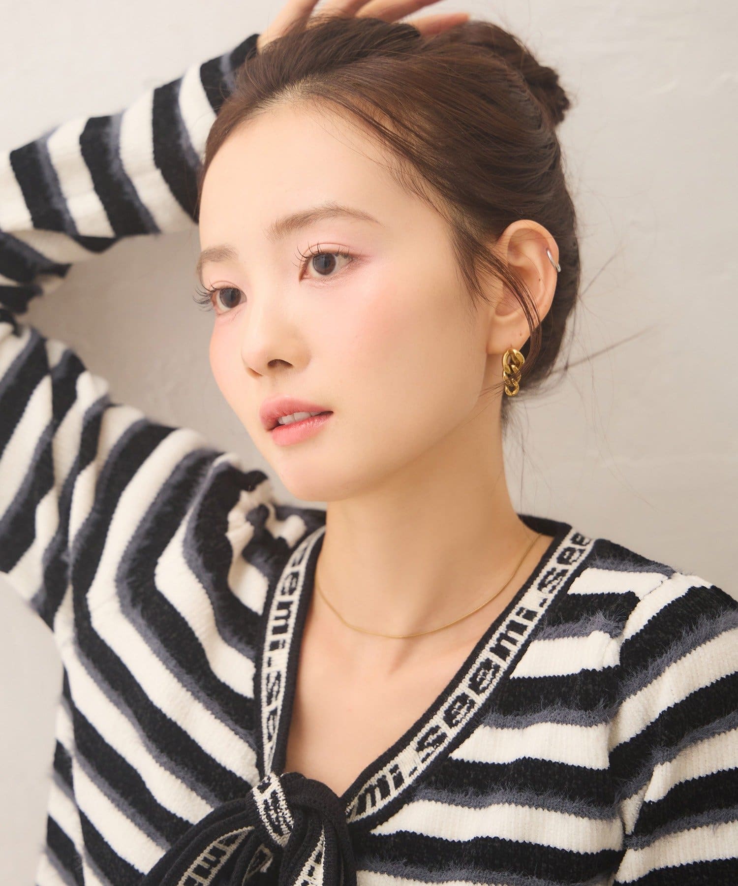 Seemi.by NICE CLAUP(シーミーバイナイスクラップ) 【Seemi.】ファー衿ボーダーカーデ