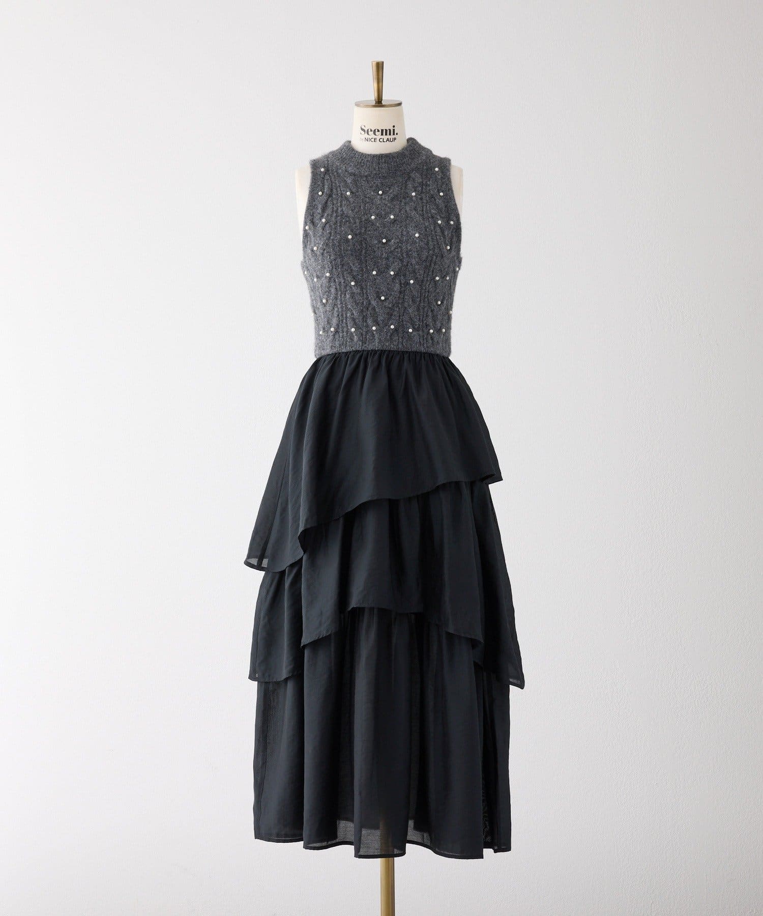 Seemi.by NICE CLAUP(シーミーバイナイスクラップ) 【Seemi.】パール付ドッキングワンピ