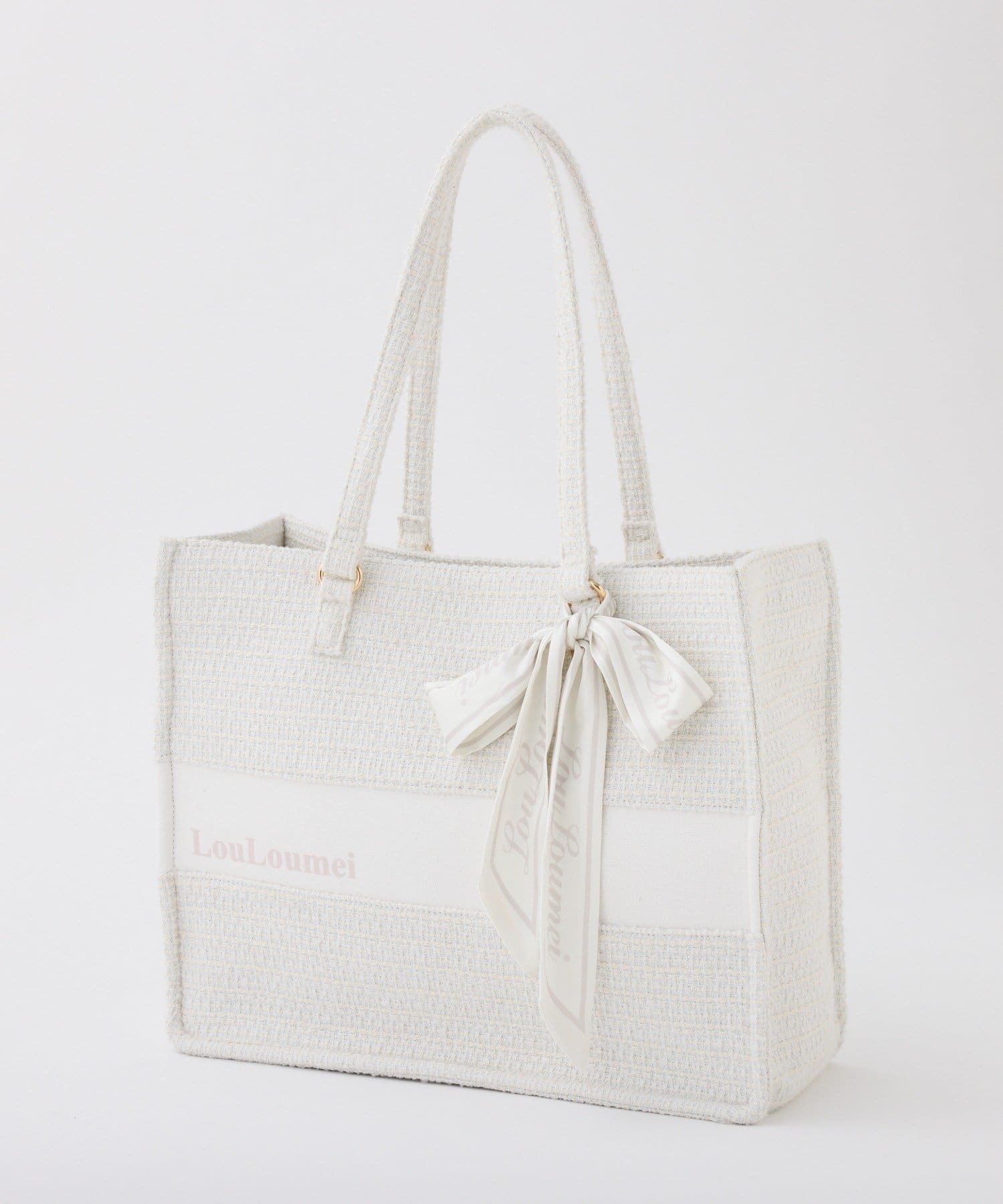 one after another NICE CLAUP(ワンアフターアナザー ナイスクラップ) 【LouLoumei】スカーフ付きツイードキャリーオントートバック