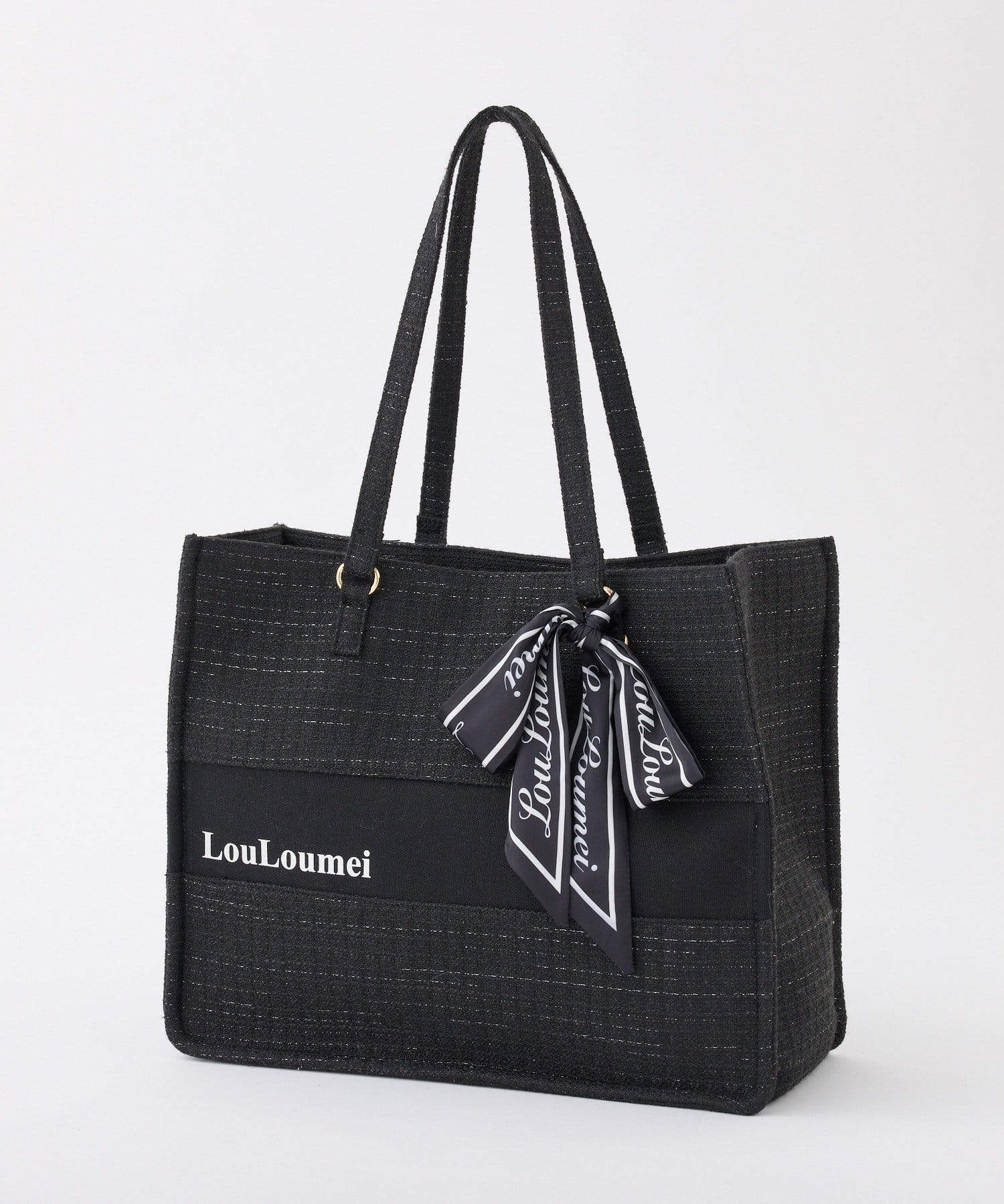 one after another NICE CLAUP(ワンアフターアナザー ナイスクラップ) 【LouLoumei】スカーフ付きツイードキャリーオントートバック