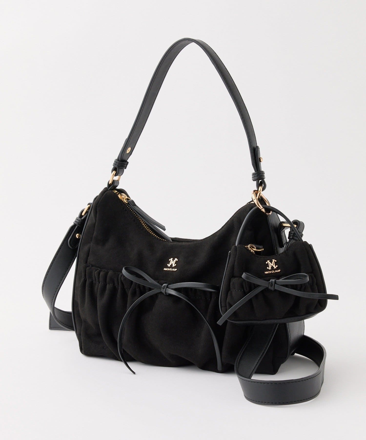 one after another NICE CLAUP(ワンアフターアナザー ナイスクラップ) ミニバッグチャーム付きドロストリボンバッグ