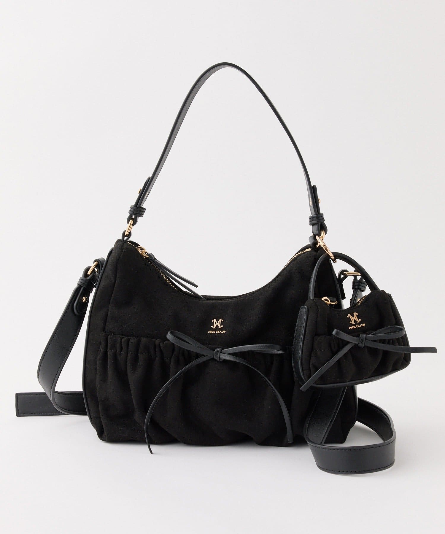 one after another NICE CLAUP(ワンアフターアナザー ナイスクラップ) ミニバッグチャーム付きドロストリボンバッグ