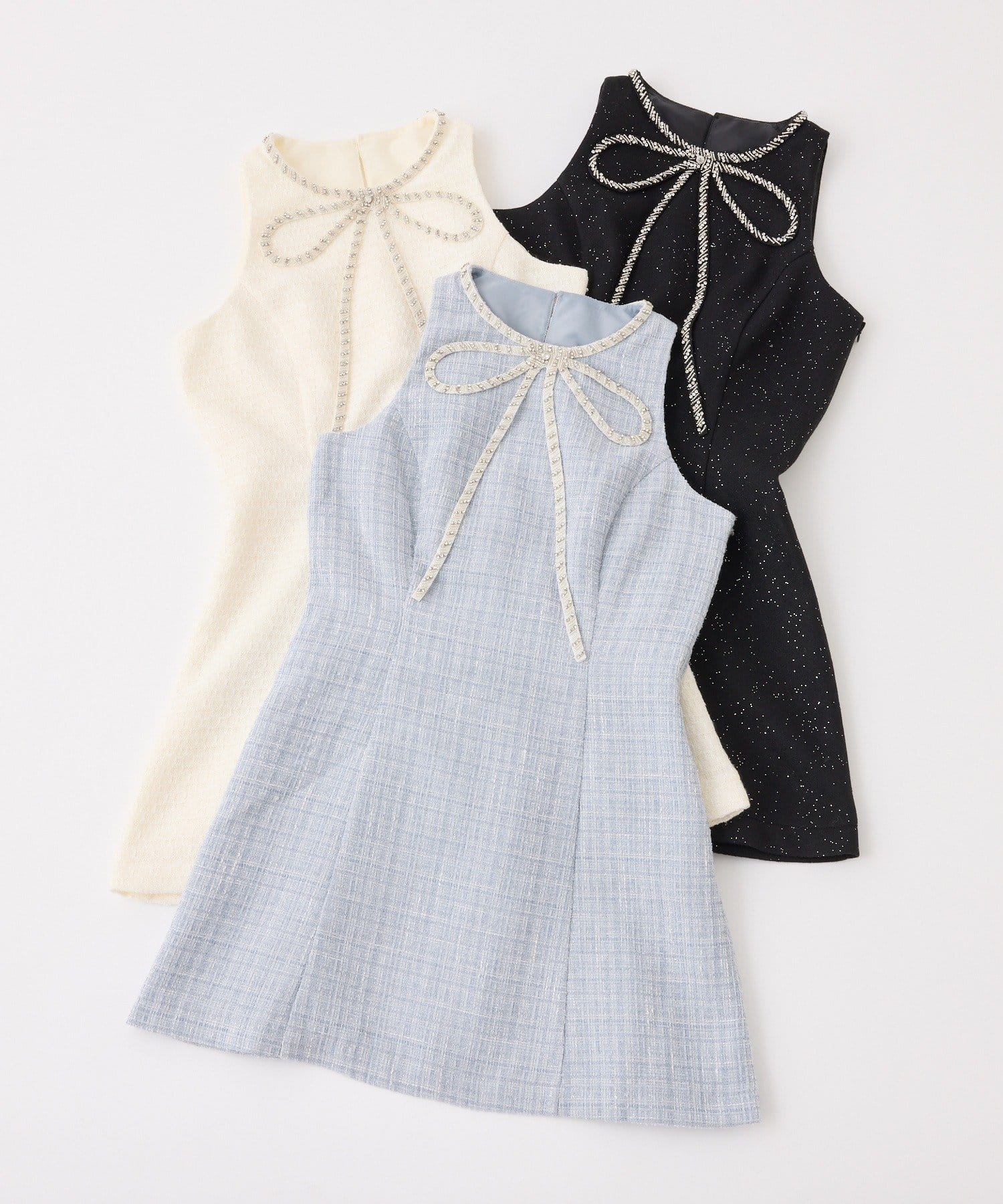 one after another NICE CLAUP(ワンアフターアナザー ナイスクラップ) 【Twinkle Collection】ビジューリボンミニワンピ