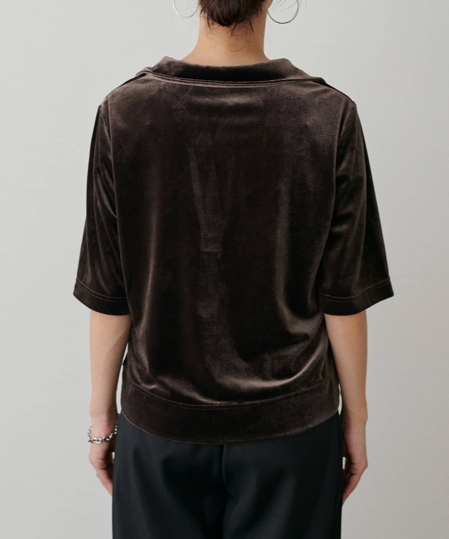 NICE CLAUP / OLIVE des OLIVE OUTLET(ナイスクラップ  / オリーブ デ オリーブ アウトレット) 【LARUTA】ベロアポロシャツプルオーバー