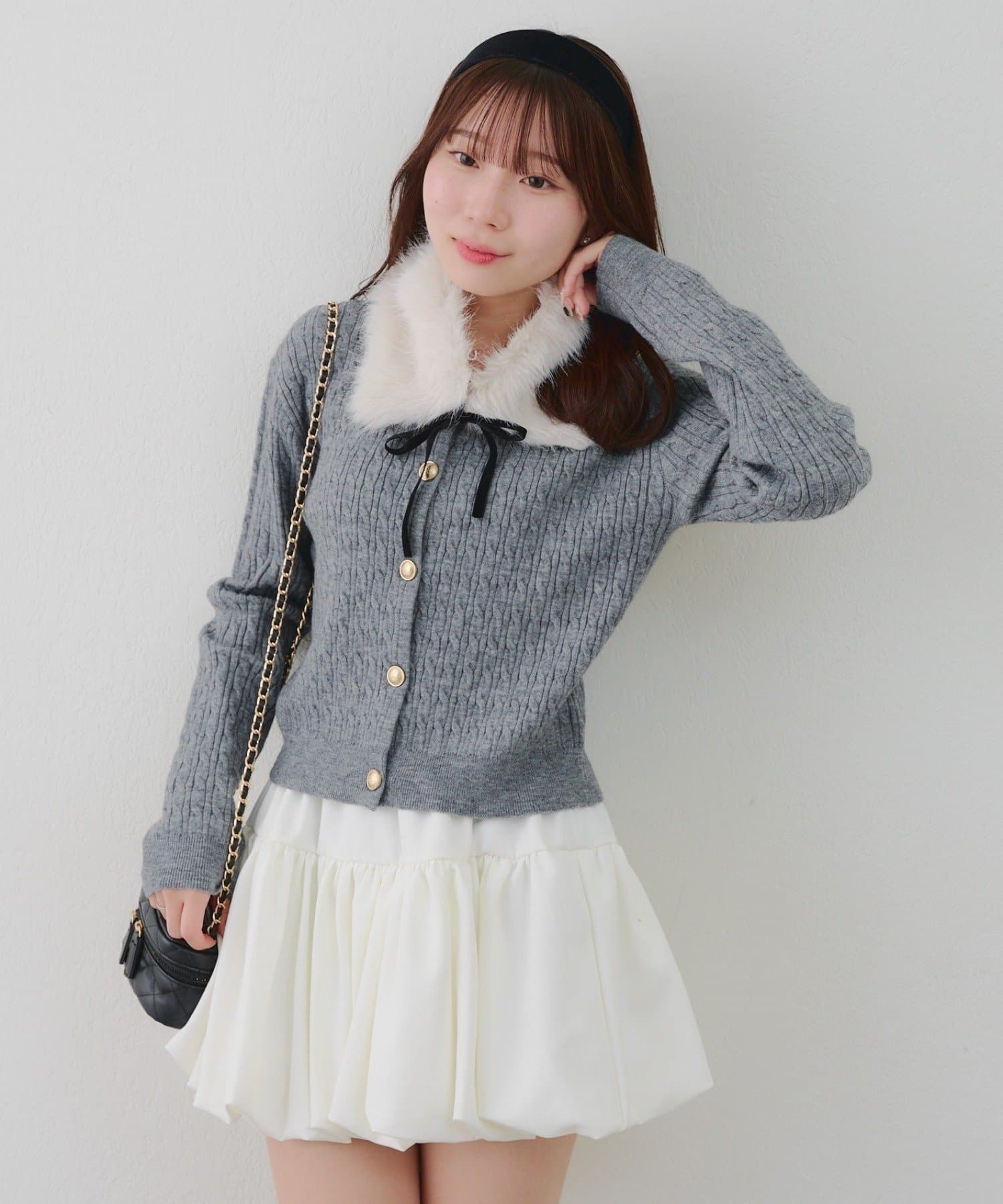 NICE CLAUP / OLIVE des OLIVE OUTLET(ナイスクラップ  / オリーブ デ オリーブ アウトレット) 【RMAF】ティペット付カーディガン