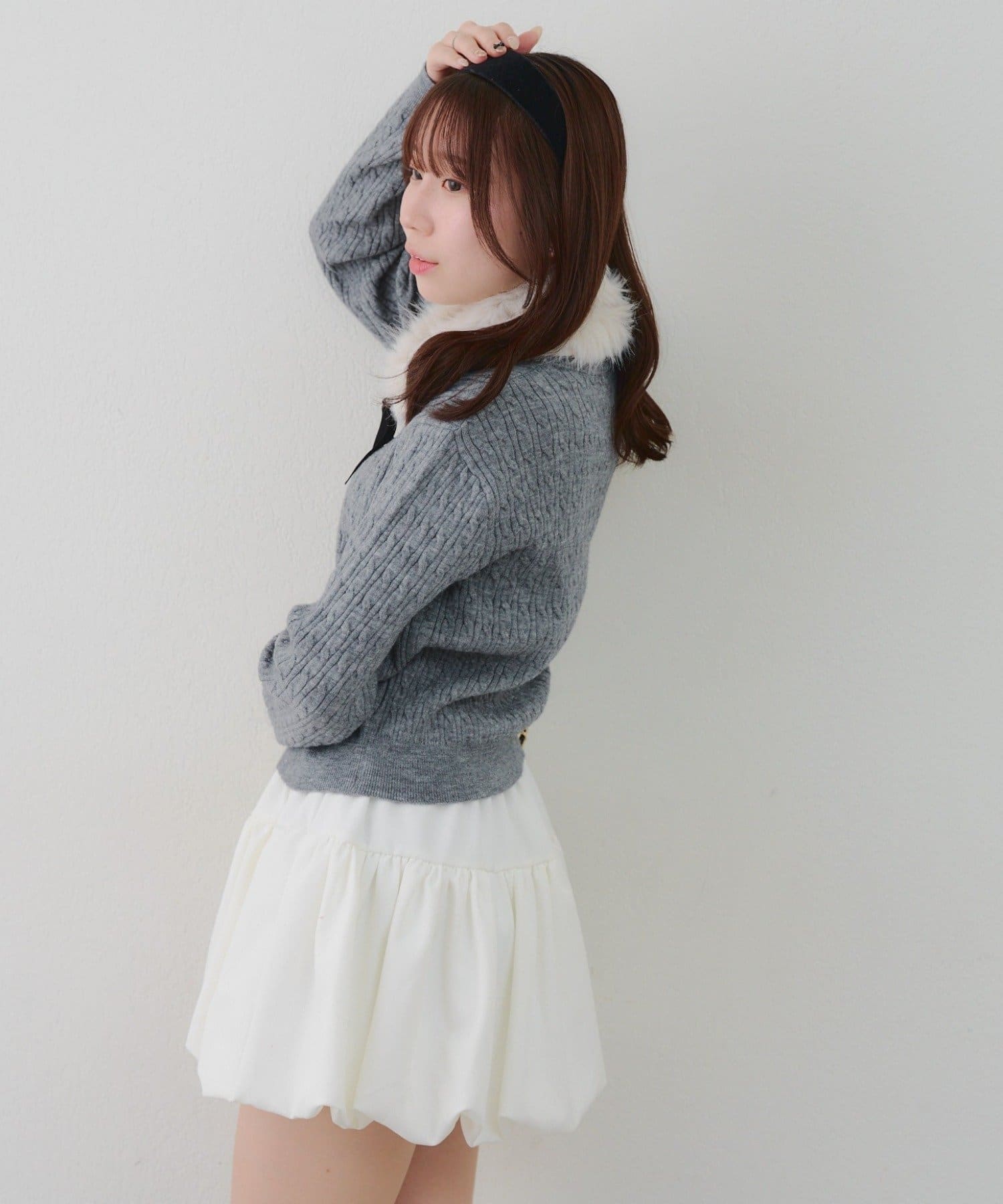 NICE CLAUP / OLIVE des OLIVE OUTLET(ナイスクラップ  / オリーブ デ オリーブ アウトレット) 【RMAF】ティペット付カーディガン