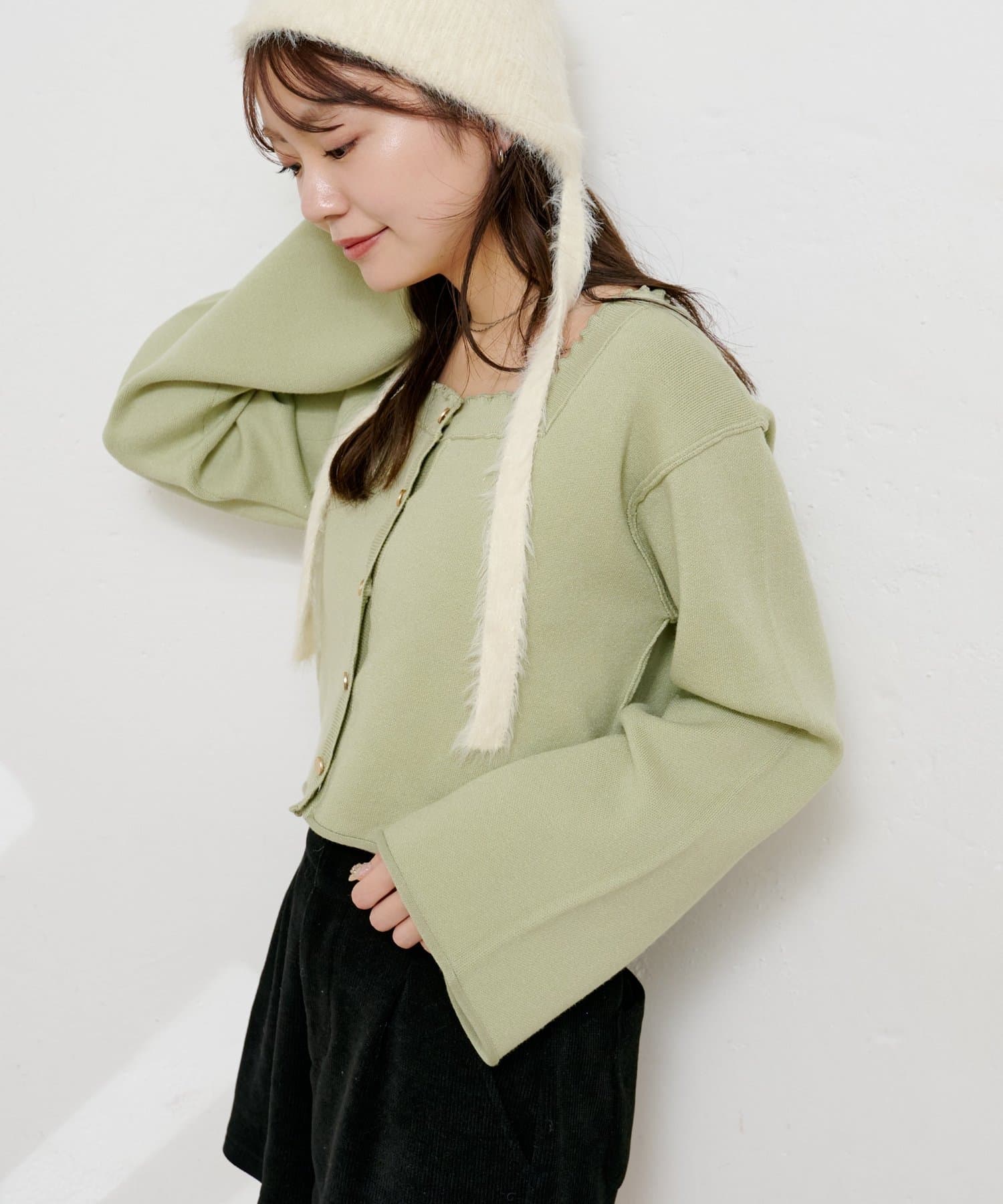 Kastane(カスタネ) 【4色展開】スクエアメロウニットカーディガン