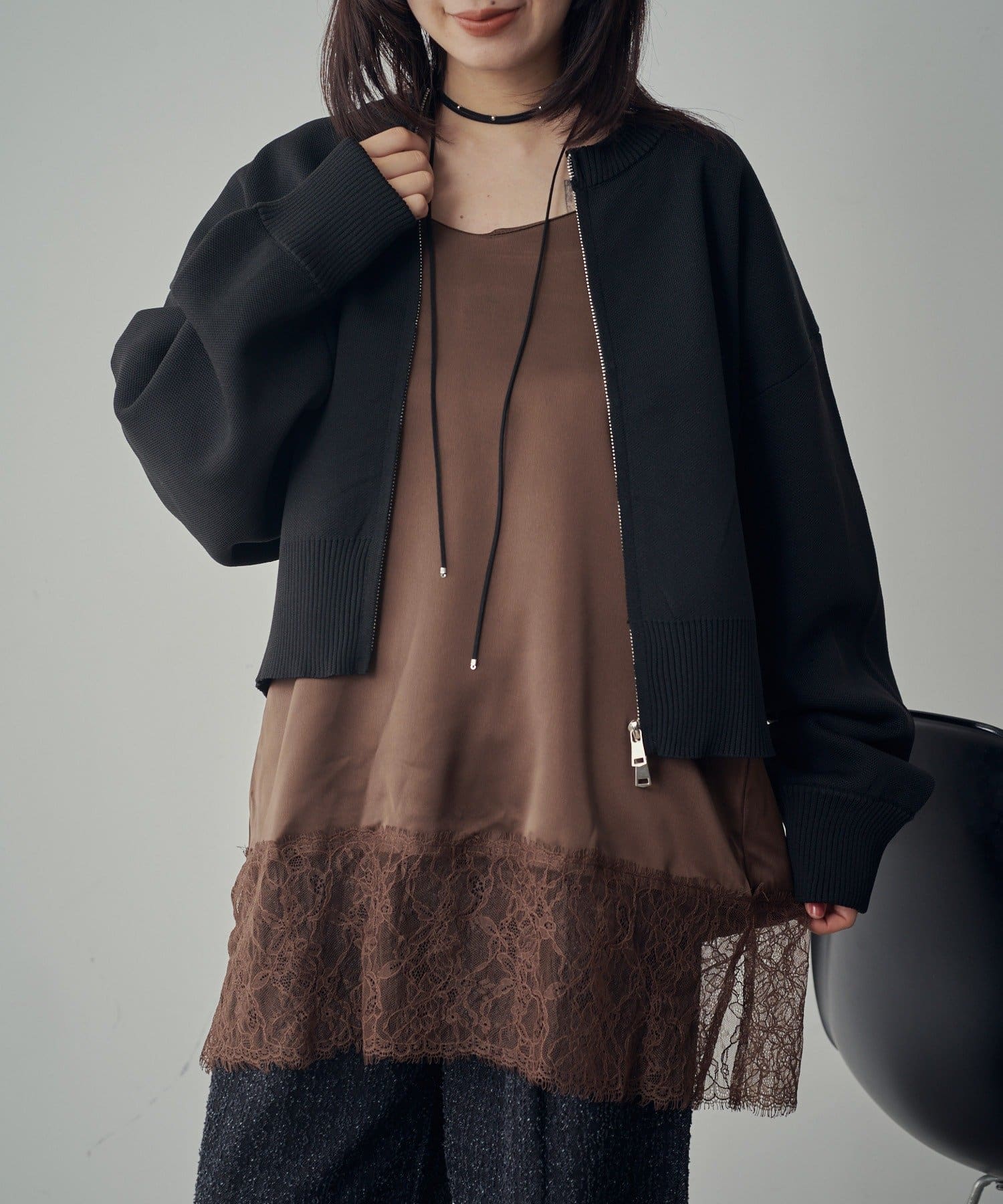 -goocy-(グーシー) アウトリンキングダブルZIPカーデ