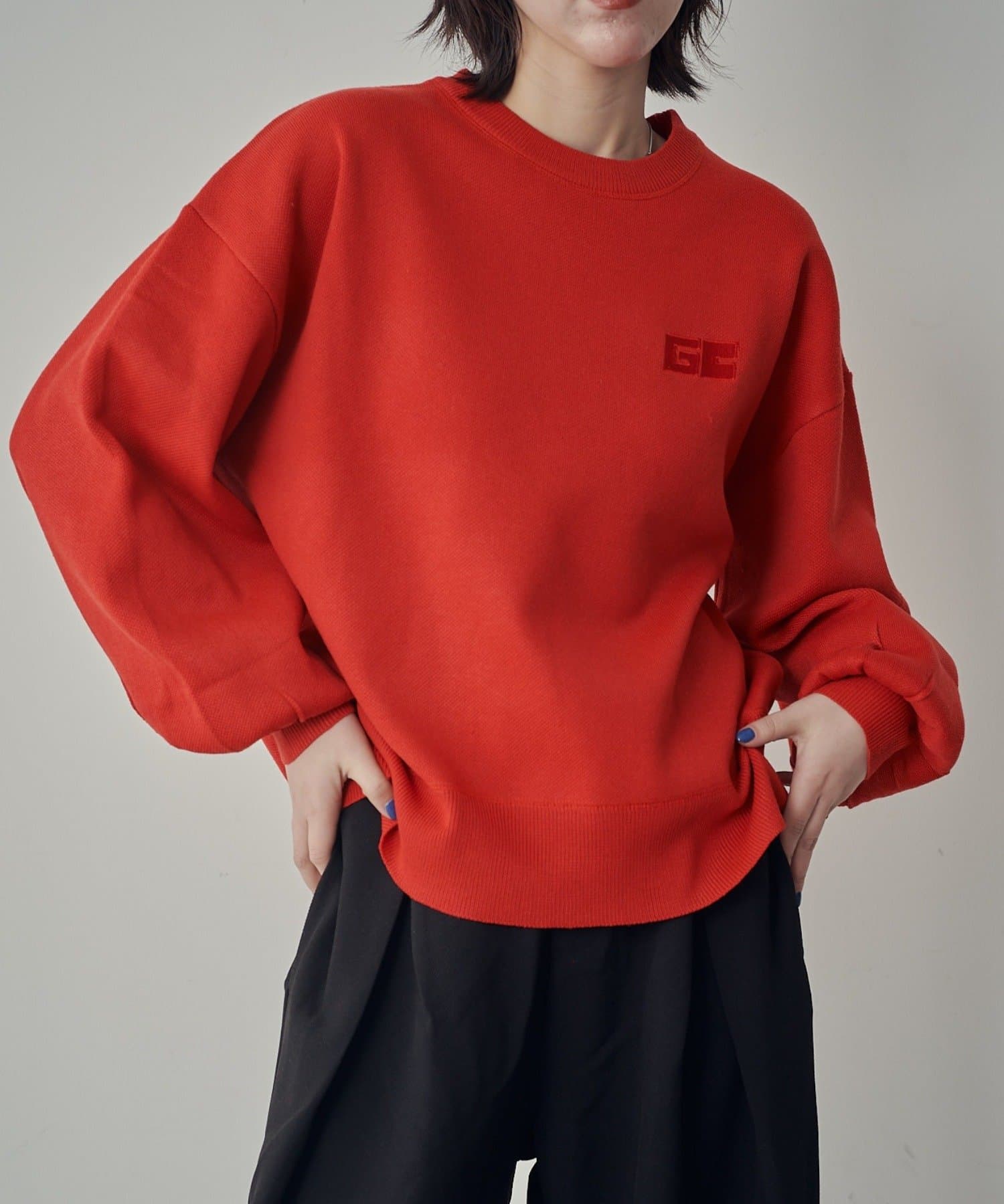 -goocy-(グーシー) 刺繍スウェットライクニット