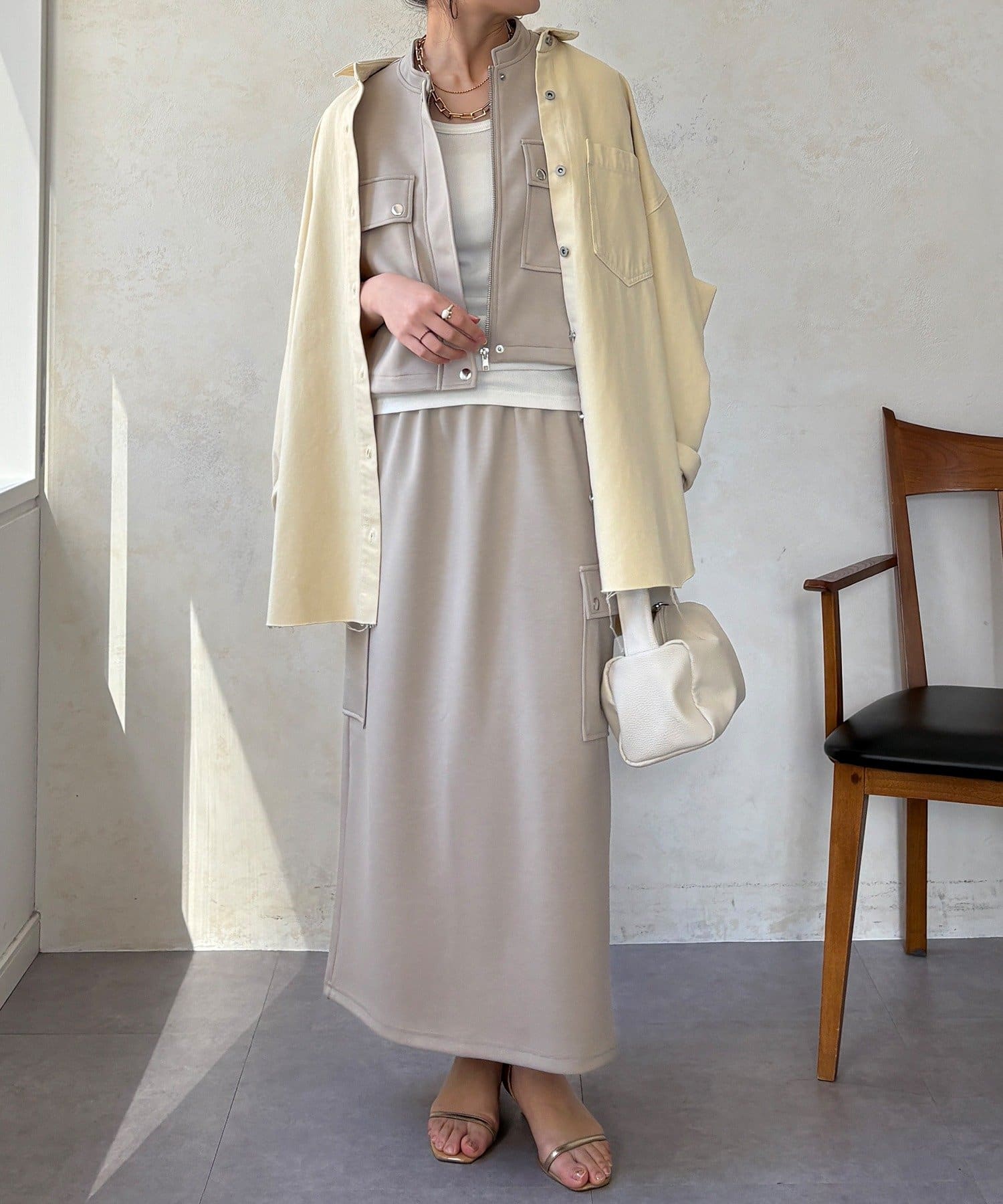 DOUDOU(ドゥドゥ) 【WEB限定】ショートベスト×カーゴスカートセット