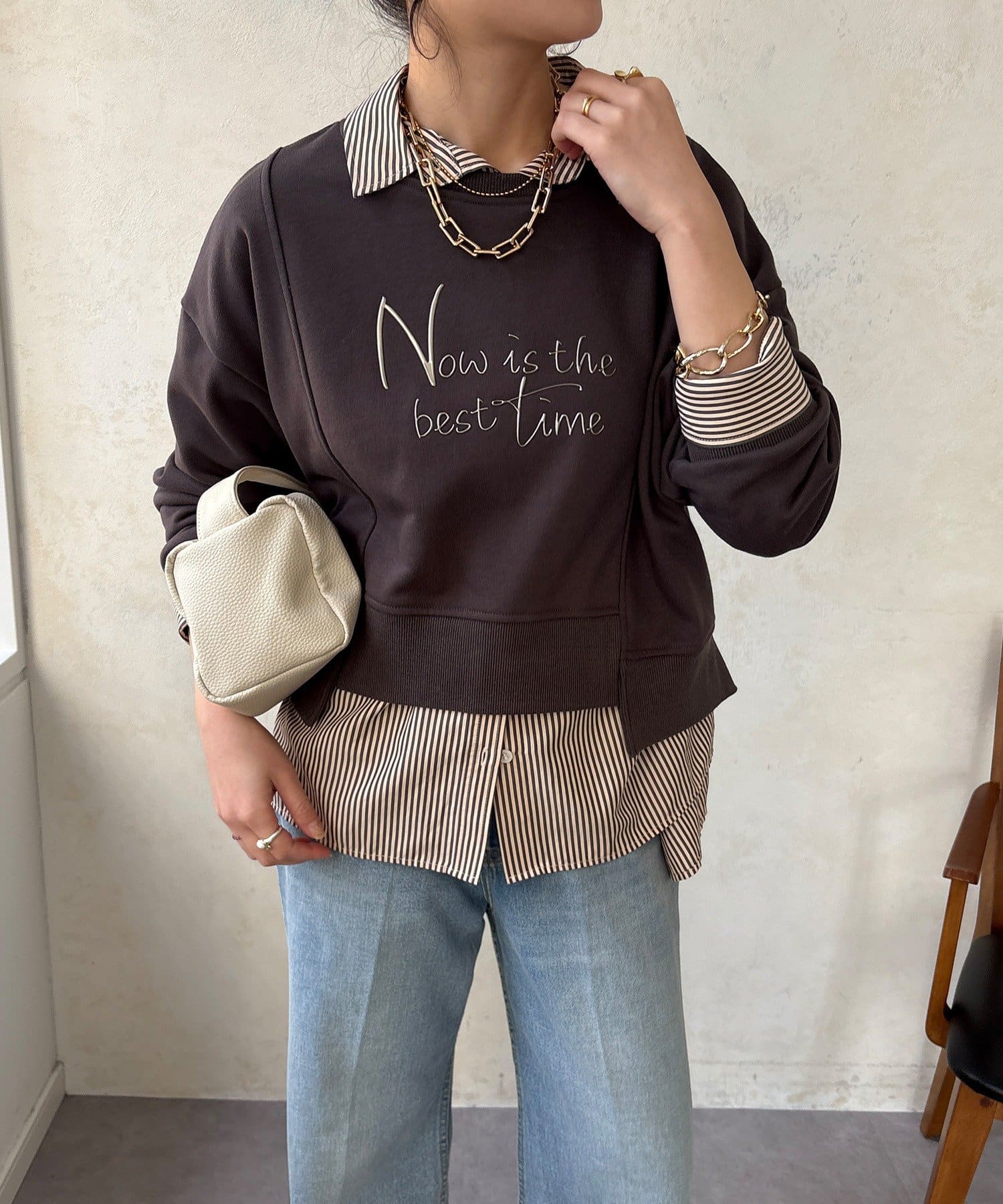 DOUDOU(ドゥドゥ) 【WEB限定】バックジップロゴプルオーバー