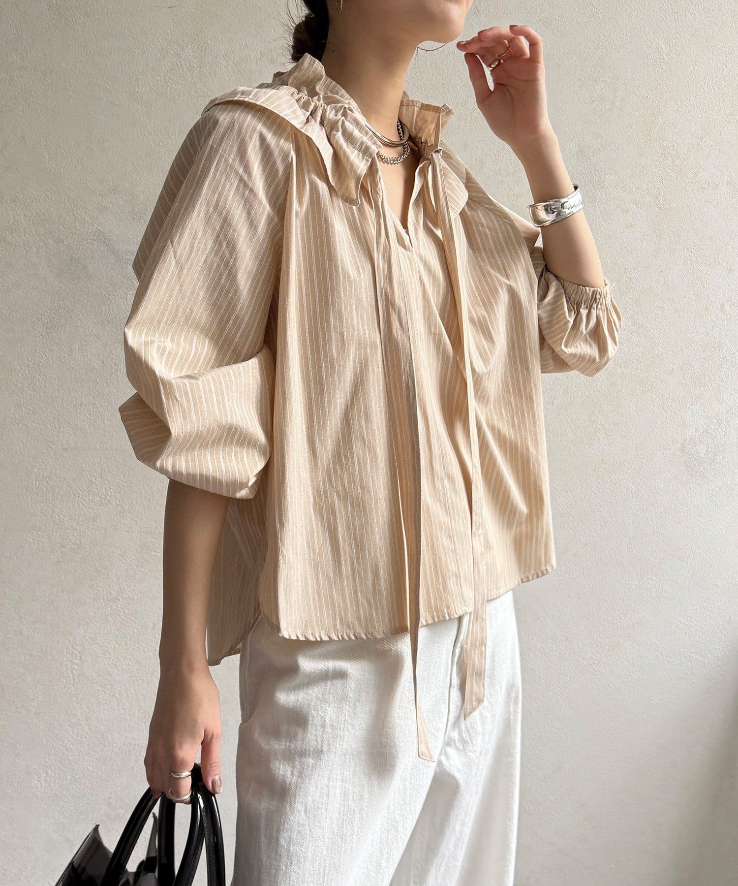 DOUDOU(ドゥドゥ) 【WEB限定】フリルカラーラグランブラウス