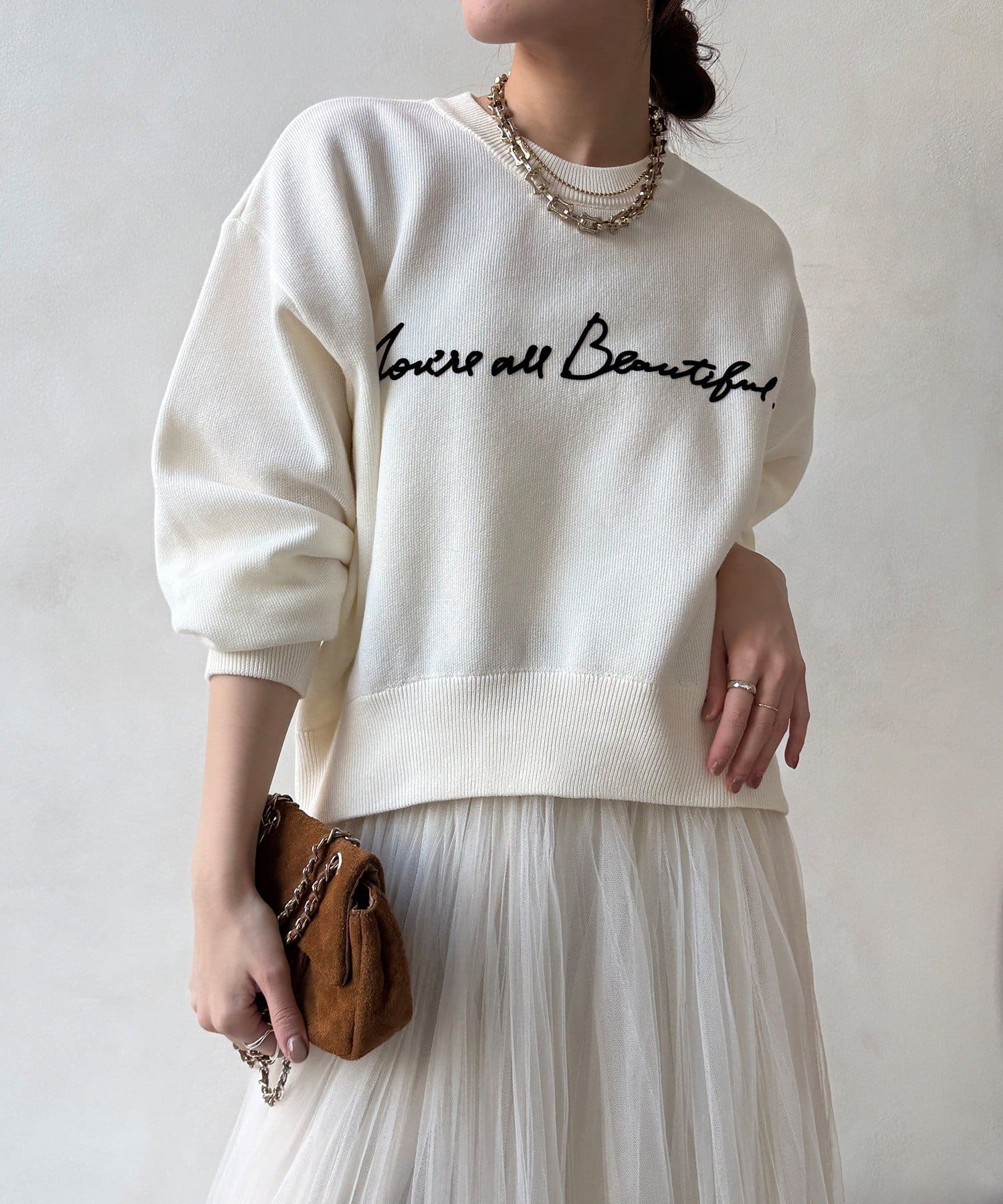 DOUDOU(ドゥドゥ) 【WEB限定】スウエットライクロゴニット