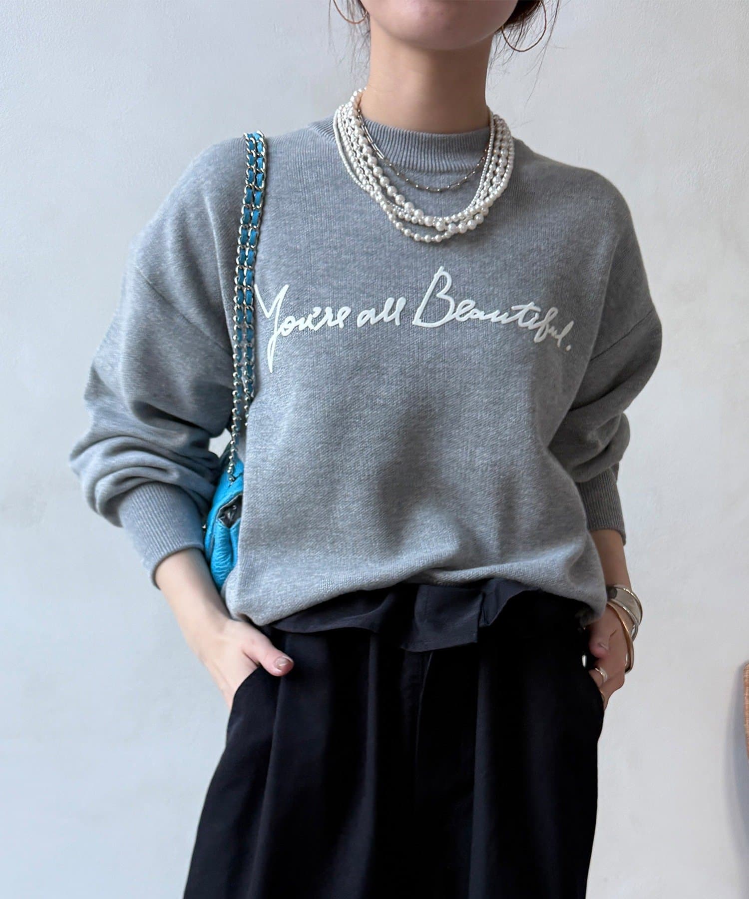 DOUDOU(ドゥドゥ) 【WEB限定】スウエットライクロゴニット