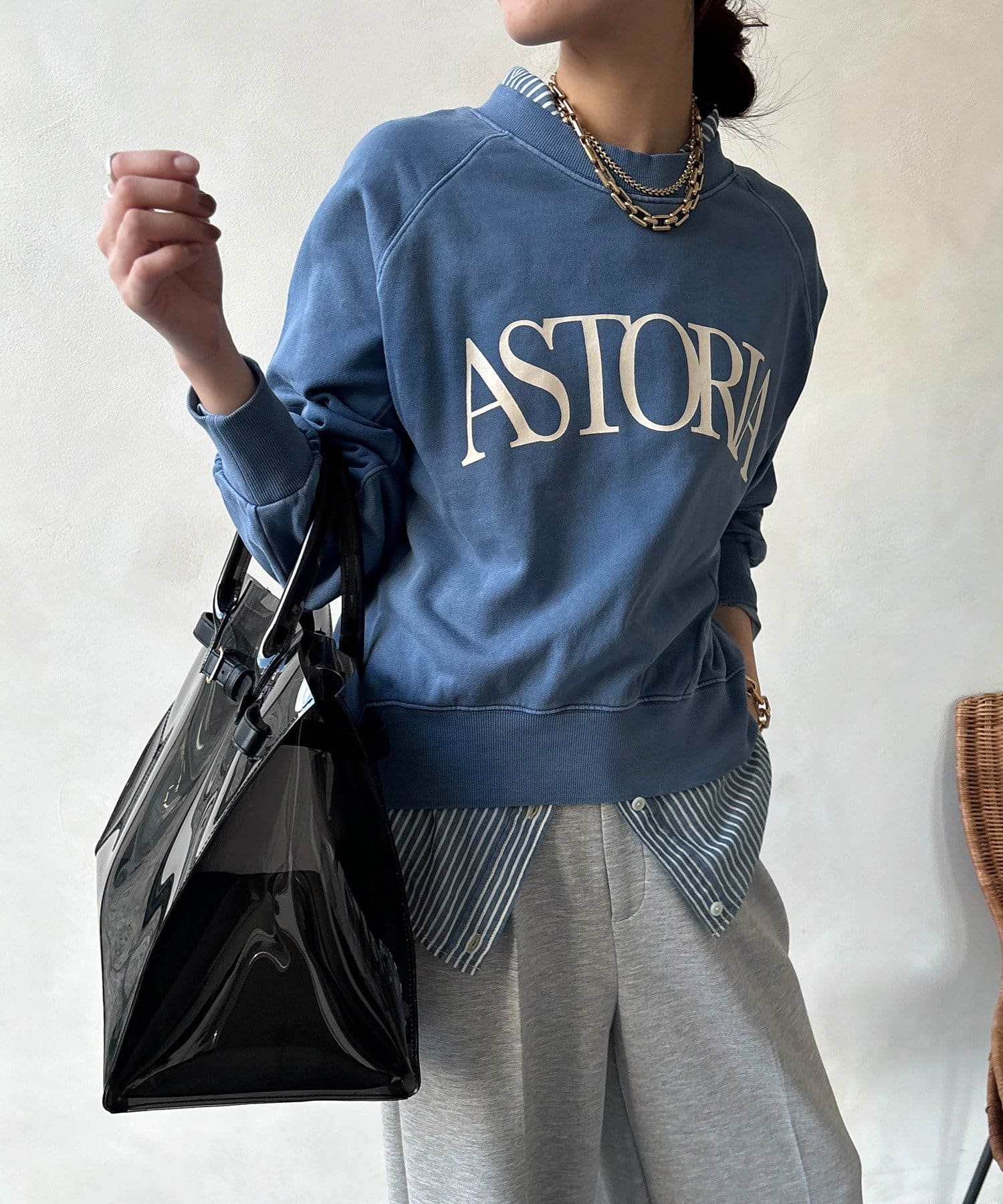 DOUDOU(ドゥドゥ) 【WEB限定】ロゴプリントクルーネック裏毛プルオーバー