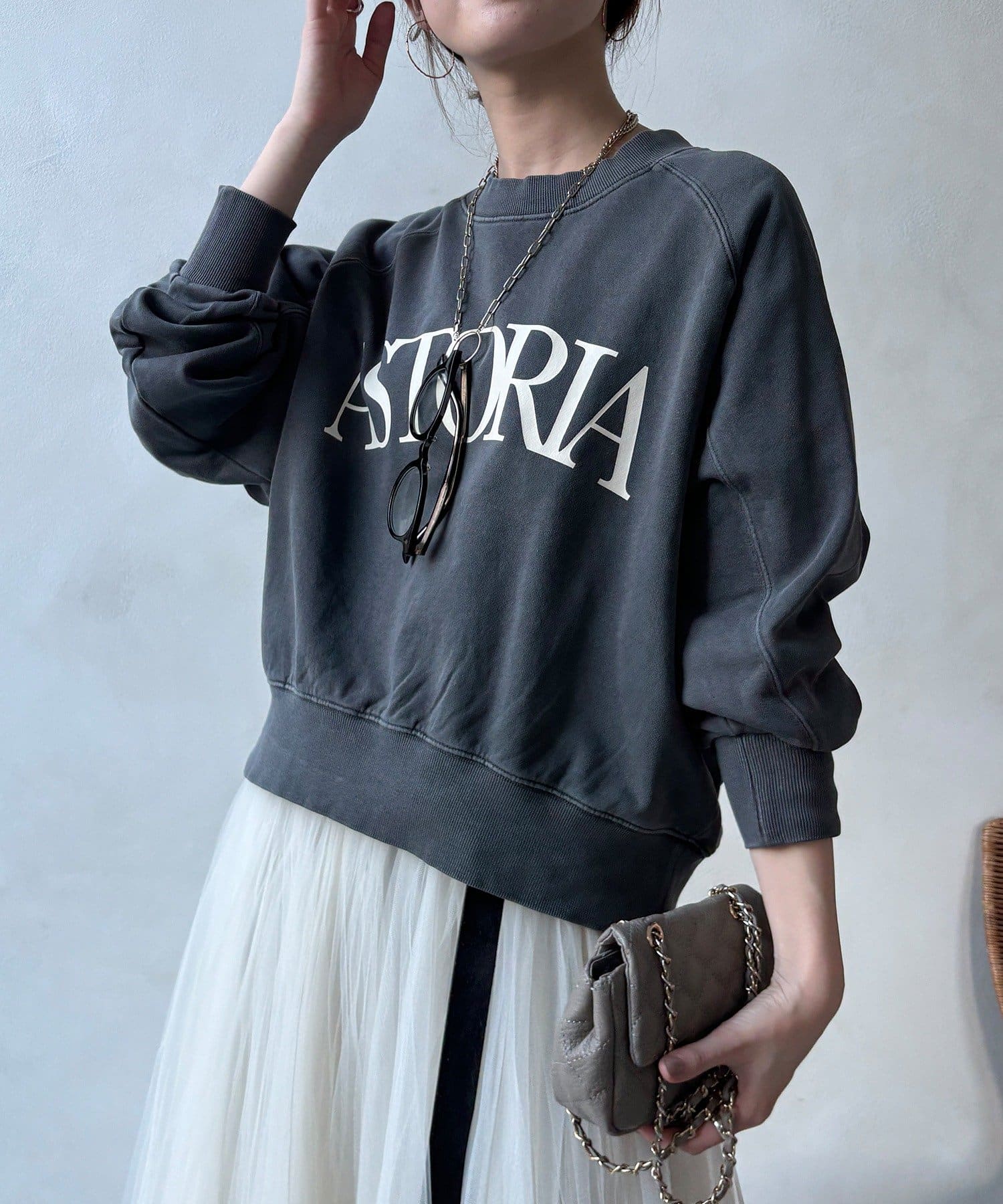 DOUDOU(ドゥドゥ) 【WEB限定】ロゴプリントクルーネック裏毛プルオーバー