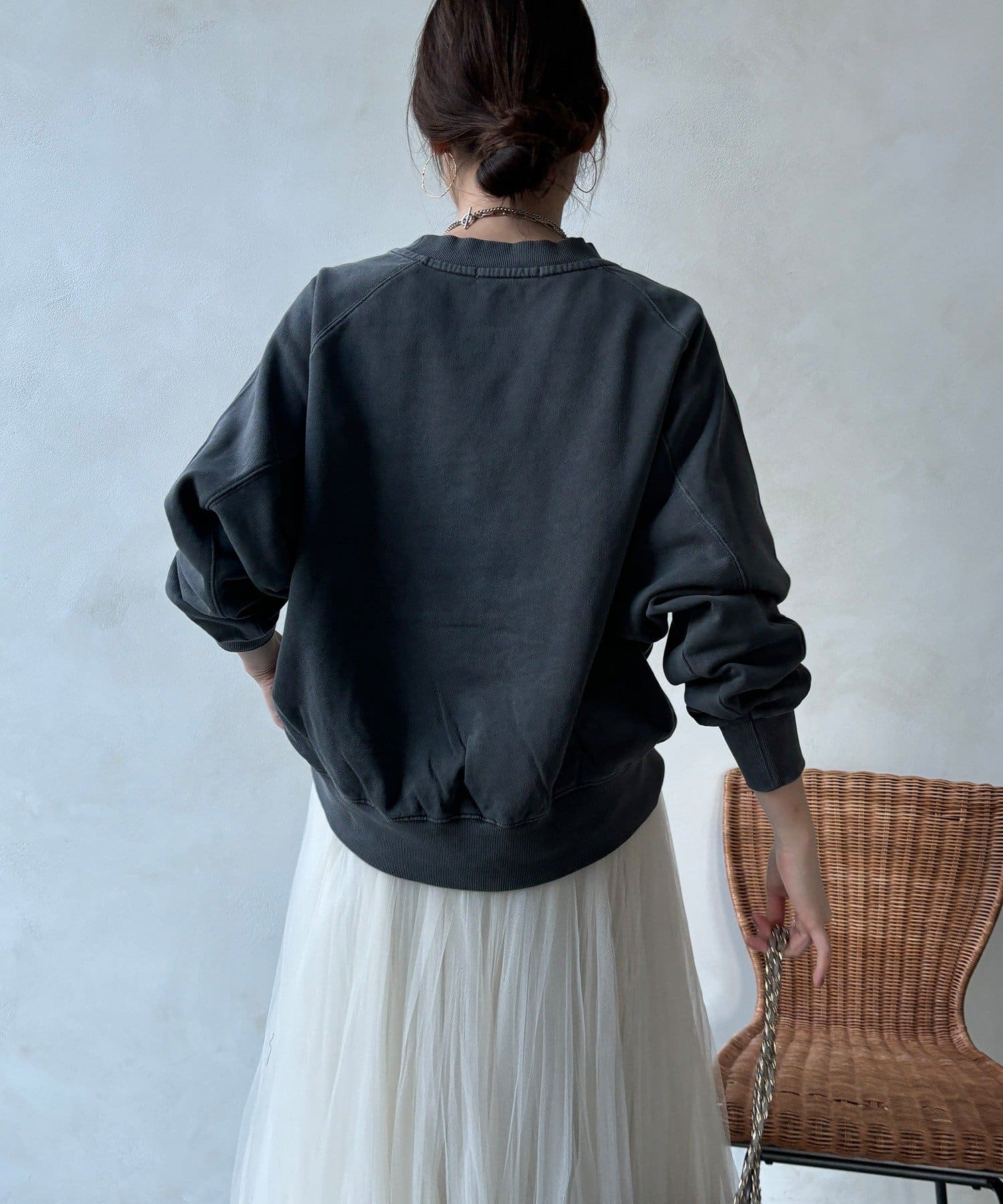 DOUDOU(ドゥドゥ) 【WEB限定】ロゴプリントクルーネック裏毛プルオーバー