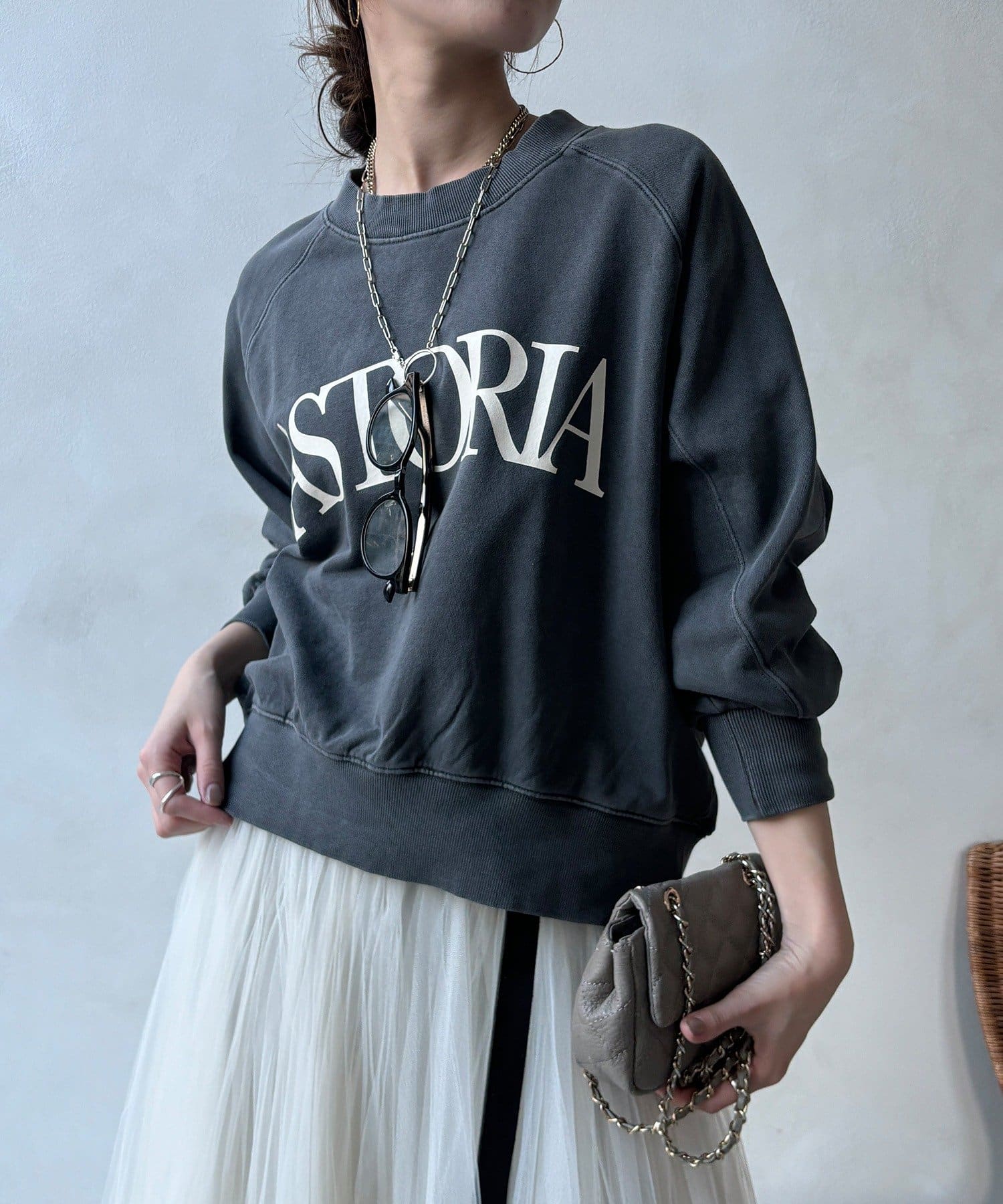 DOUDOU(ドゥドゥ) 【WEB限定】ロゴプリントクルーネック裏毛プルオーバー