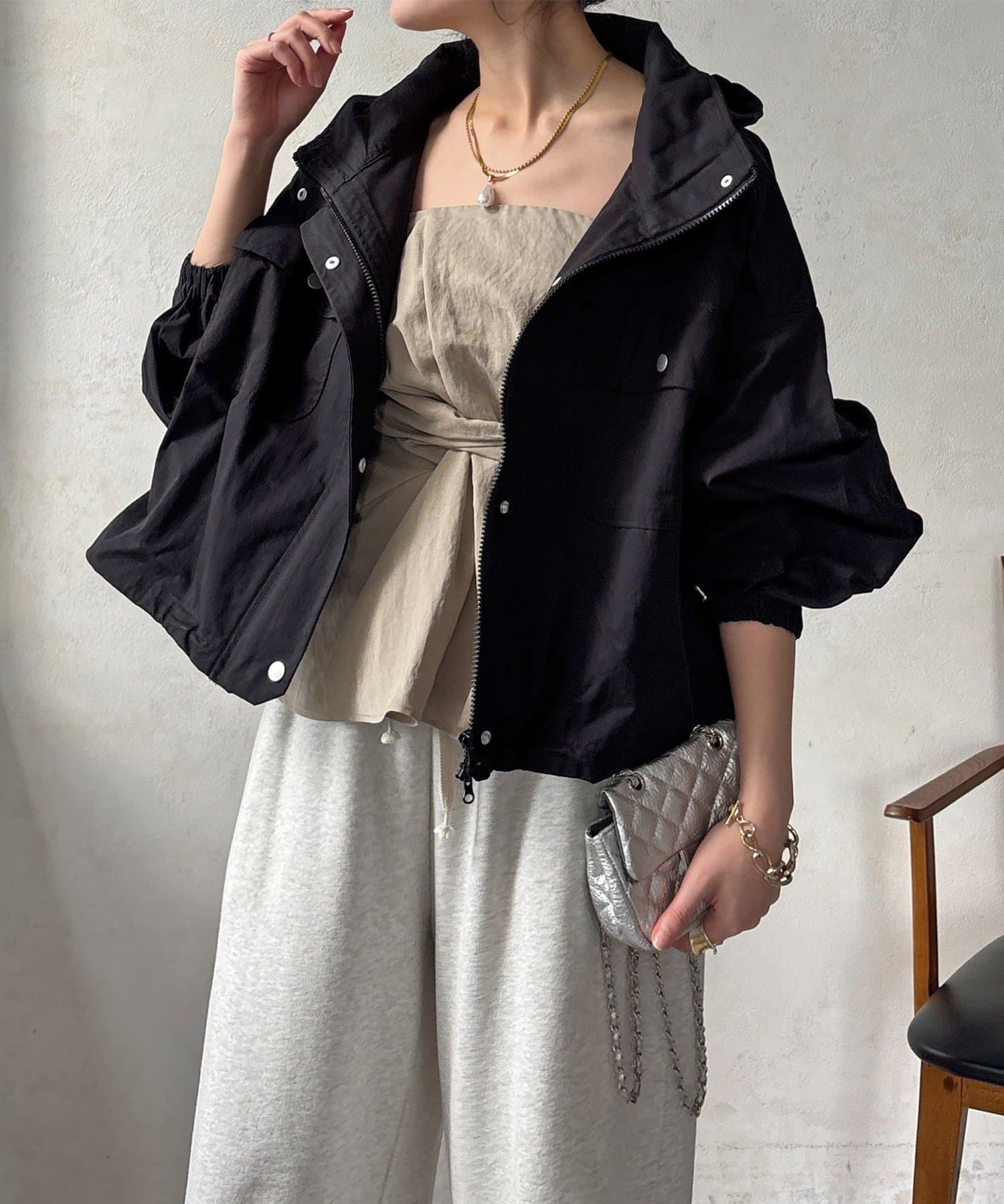 DOUDOU(ドゥドゥ) 【WEB限定】ドロストボリュームスリーブブルゾン